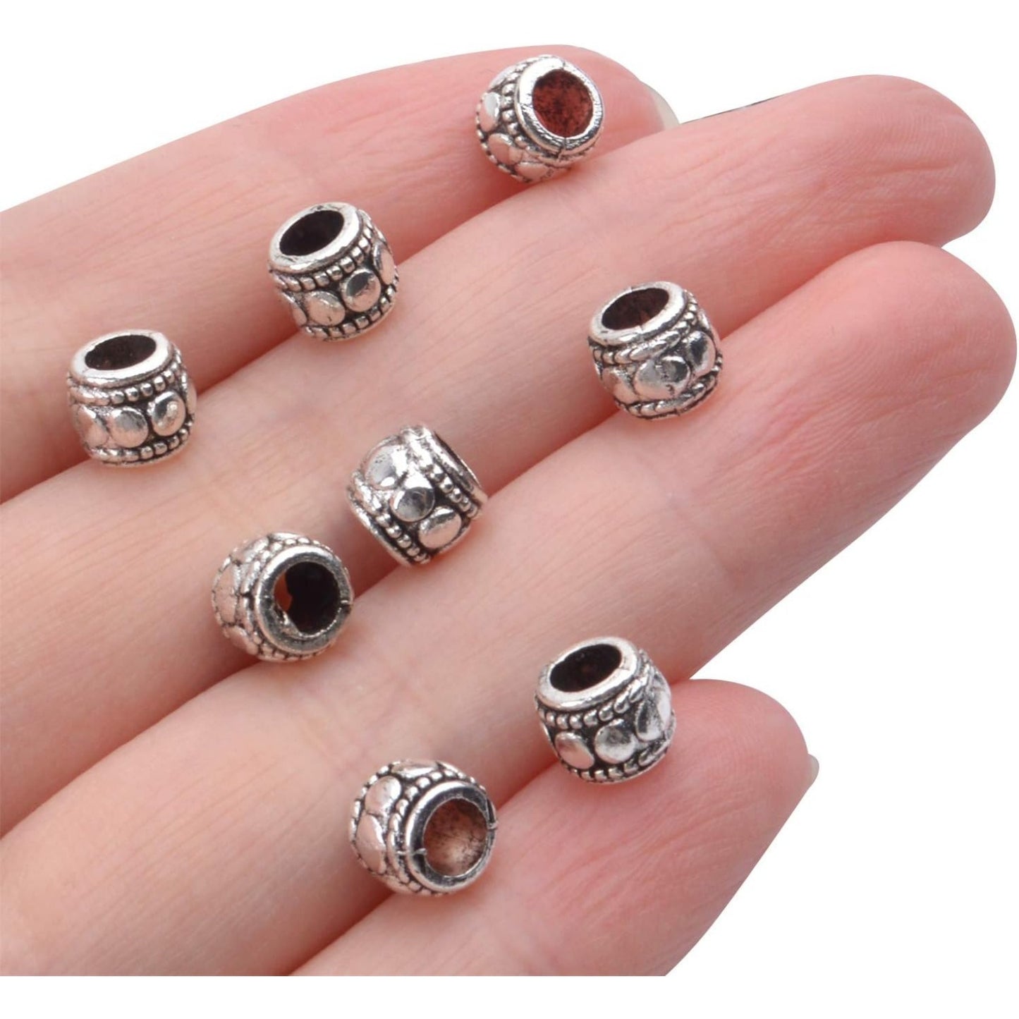 100pcs Tibetan Silver Spacer Beads Large Hole Beads Charms Hollow Tube Bead for DIY Necklace Bracelets