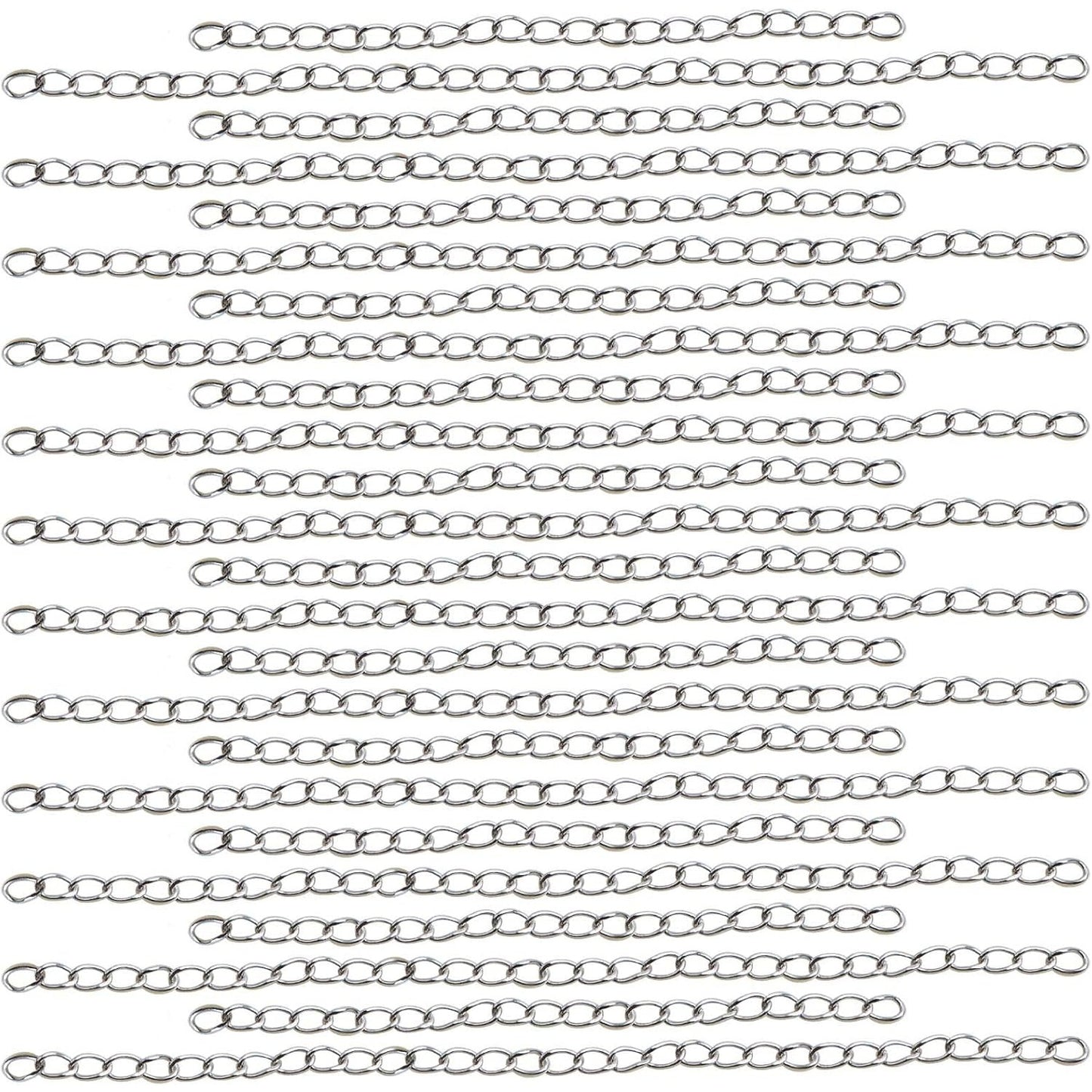 100 Pieces 304 Stainless Steel Necklace Extenders Bracelet Anklet Chain Extensions for DIY Jewelry Making Valentine's Day Birthday Gifts, 5 cm / 7 cm