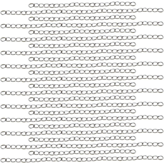 100 Pieces 304 Stainless Steel Necklace Extenders Bracelet Anklet Chain Extensions for DIY Jewelry Making Valentine's Day Birthday Gifts, 5 cm / 7 cm