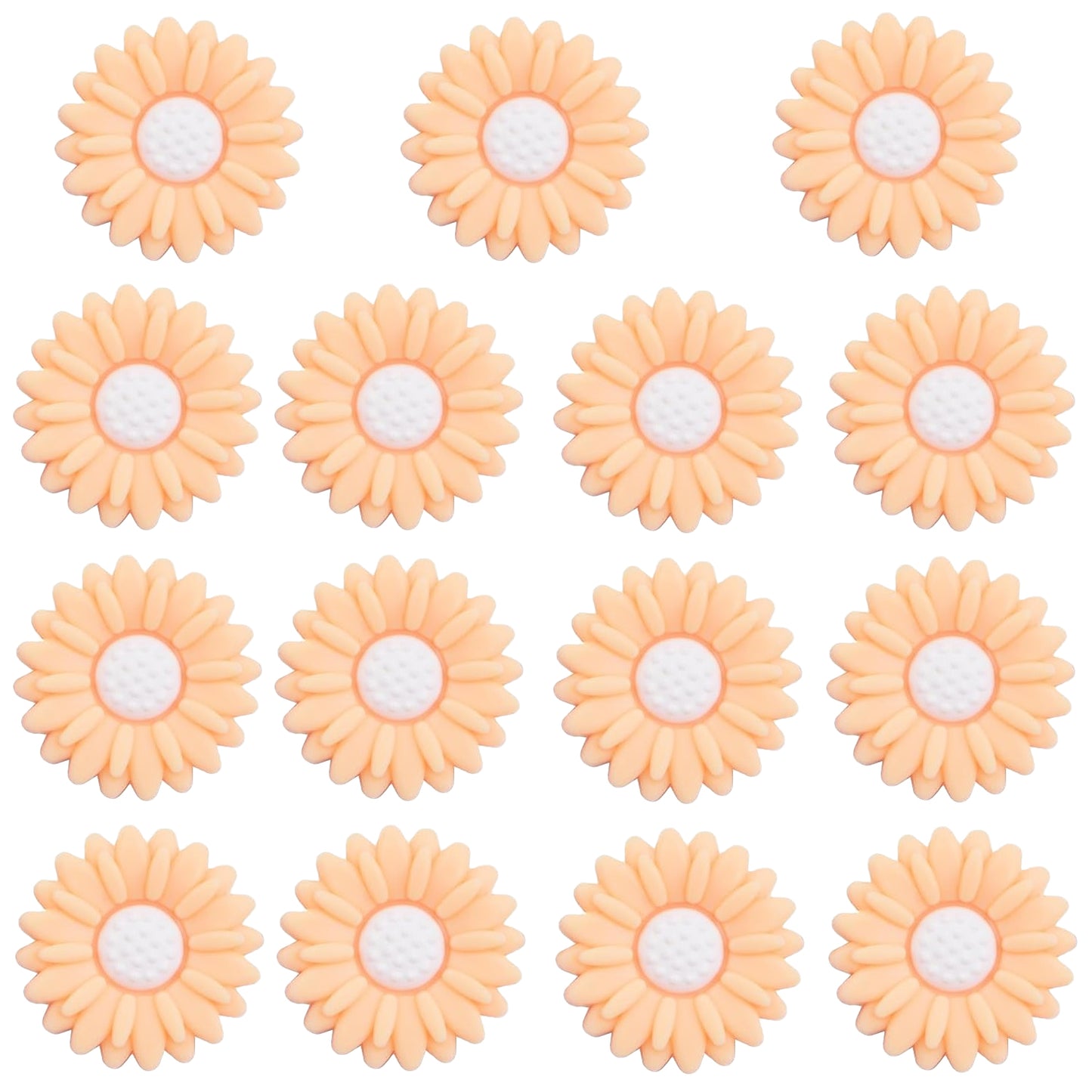 15pcs Daisy Flower Silicone Beads Colorful Soft Silicone Sunflower Spacer Beads Flower Shape Loose Beads Craft Accessories for DIY Necklace Bracelet Keychains Jewelry Making