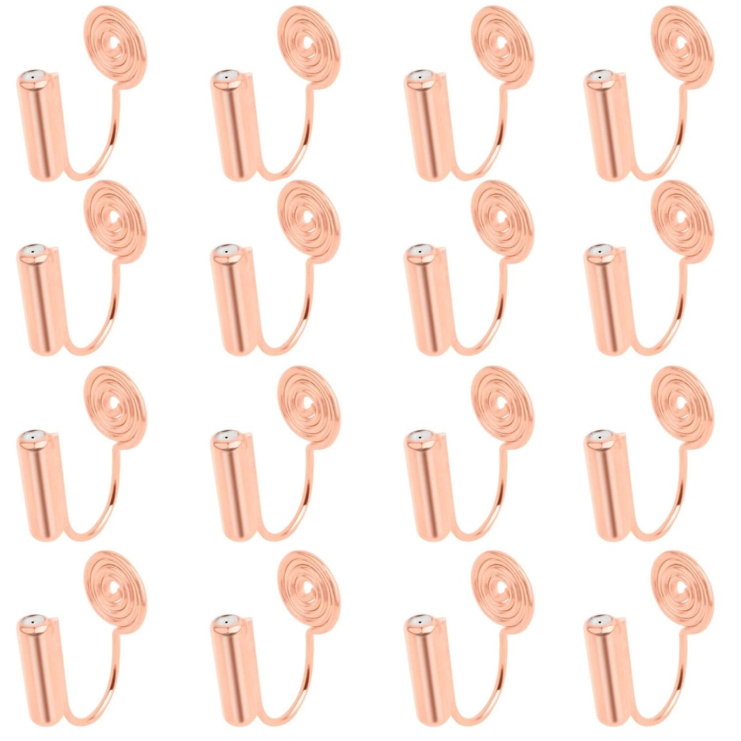 16pcs Mosquito Incense Shape Earring Clips with Post Brass Clip-on Earring Converters Components and 16pcs Painless Earring Pads for Non-Pierced Ears DIY Jewelry Making, 4 Colors
