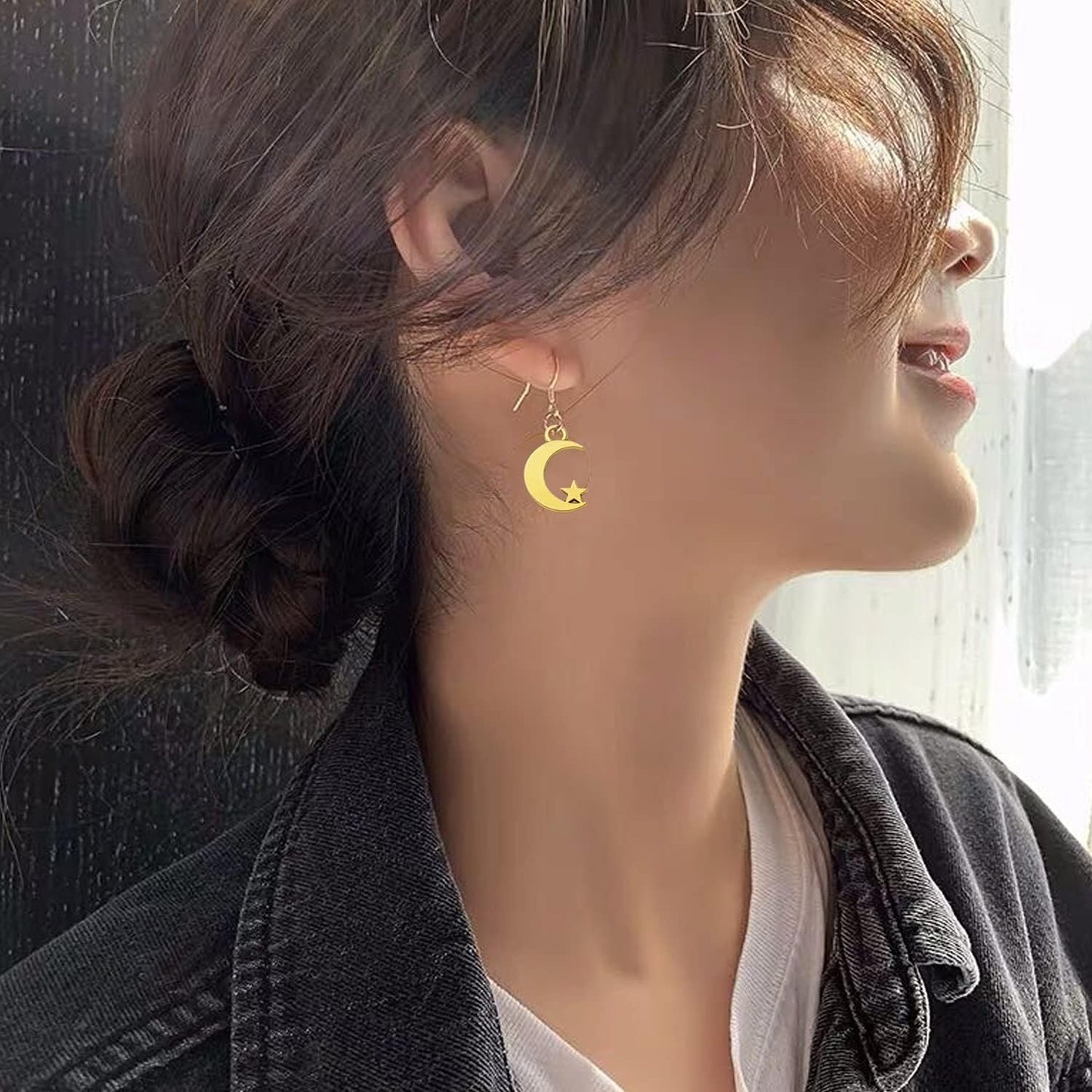 100pcs Alloy Moon Star Charm Pendants Celestial Beads Charms for DIY Earrings Necklace Bracelet Jewelry Crafts Making,4 Colors