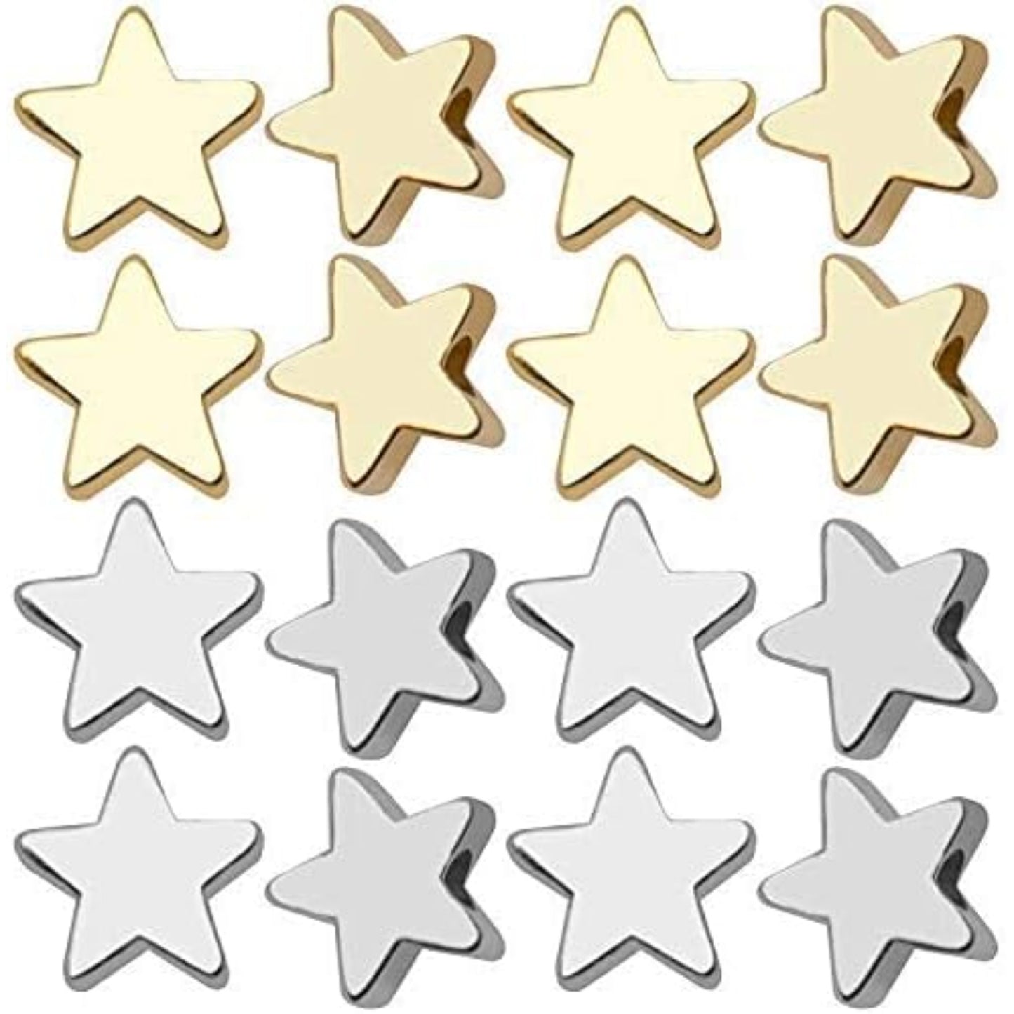30pcs Star Shape Spacer Beads Jewelry Charm Loose Beads Copper Small Hole Star Beads for DIY Jewelry Crafts Making,6×6mm