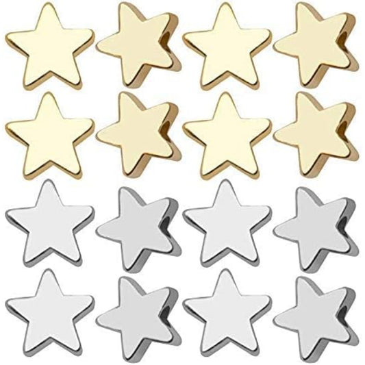 30pcs Star Shape Spacer Beads Jewelry Charm Loose Beads Copper Small Hole Star Beads for DIY Jewelry Crafts Making,6×6mm