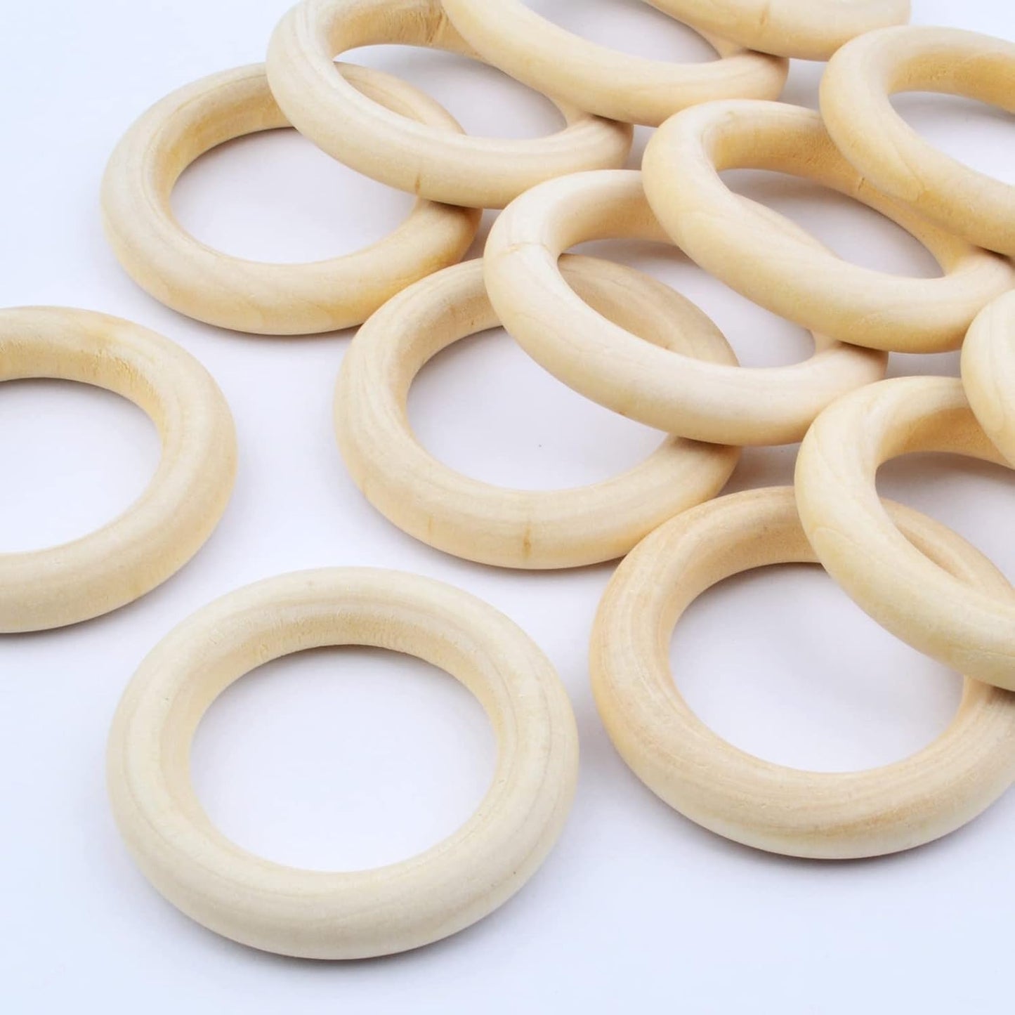 BronaGrand 20 Pieces Wooden Rings Natural Unfinished Solid Wood Rings Smooth Wooden Circles for DIY Craft Pendant Connectors Jewelry Making(55mm)