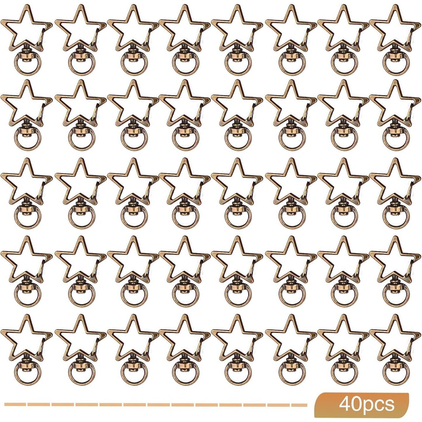 40pcs Star Shape Swivel Lobster Clasps Zinc Alloy Spring Clasp Snap Hooks Keychain Clips for DIY Keyrings Backpacks Purses Connector Accessories Supplies, Antique Bronze