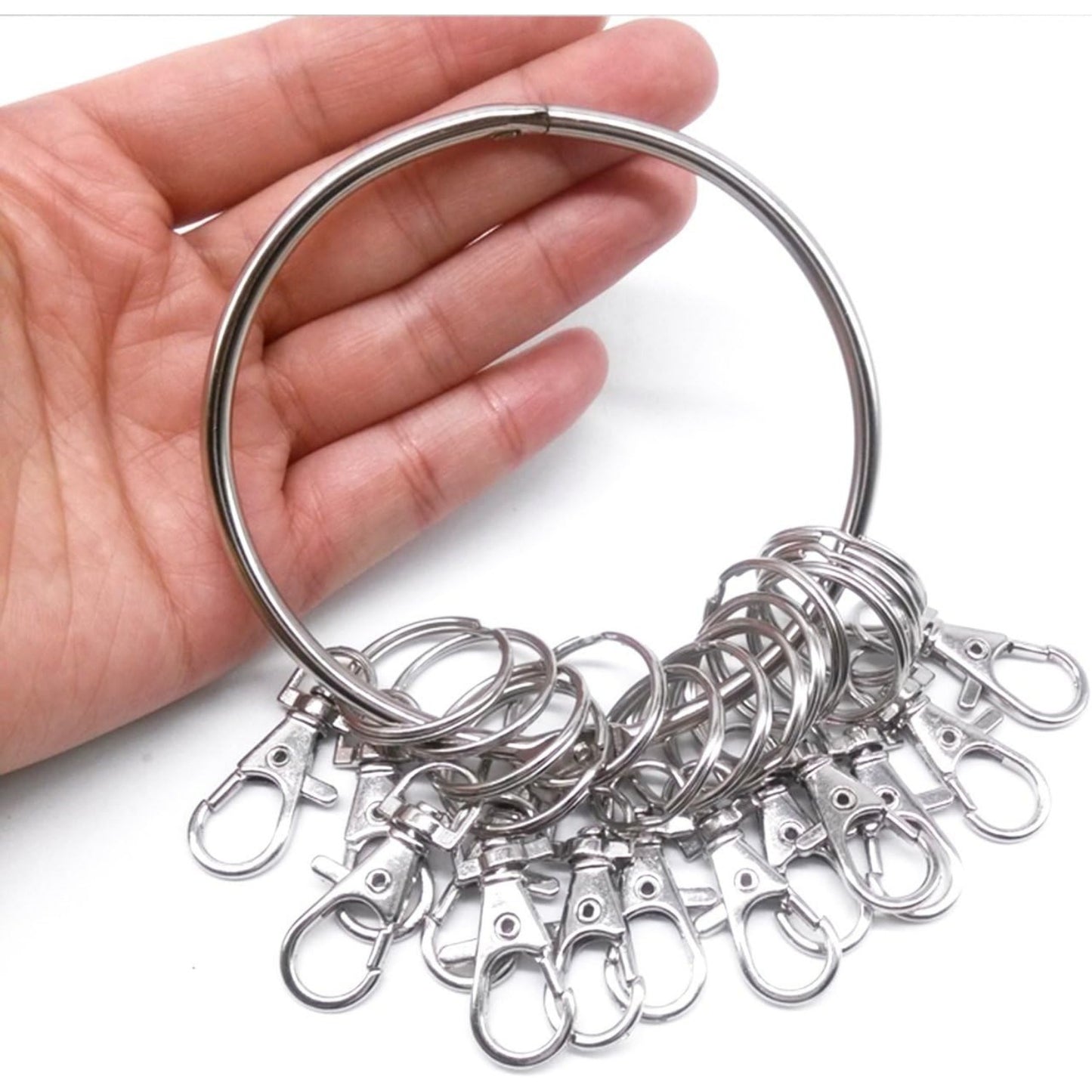 60 Pieces Metal Swivel Lanyard Snap Hook with Key Rings(Small Size)