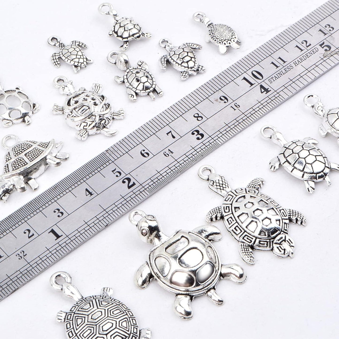 75pcs 15 Styles Tibetan Silver Mixed Turtle Shape Charms Vintage Alloy Sea Turtle Tortoise Dangle Pendants for DIY Necklace Bracelet Jewellery Making Supplies
