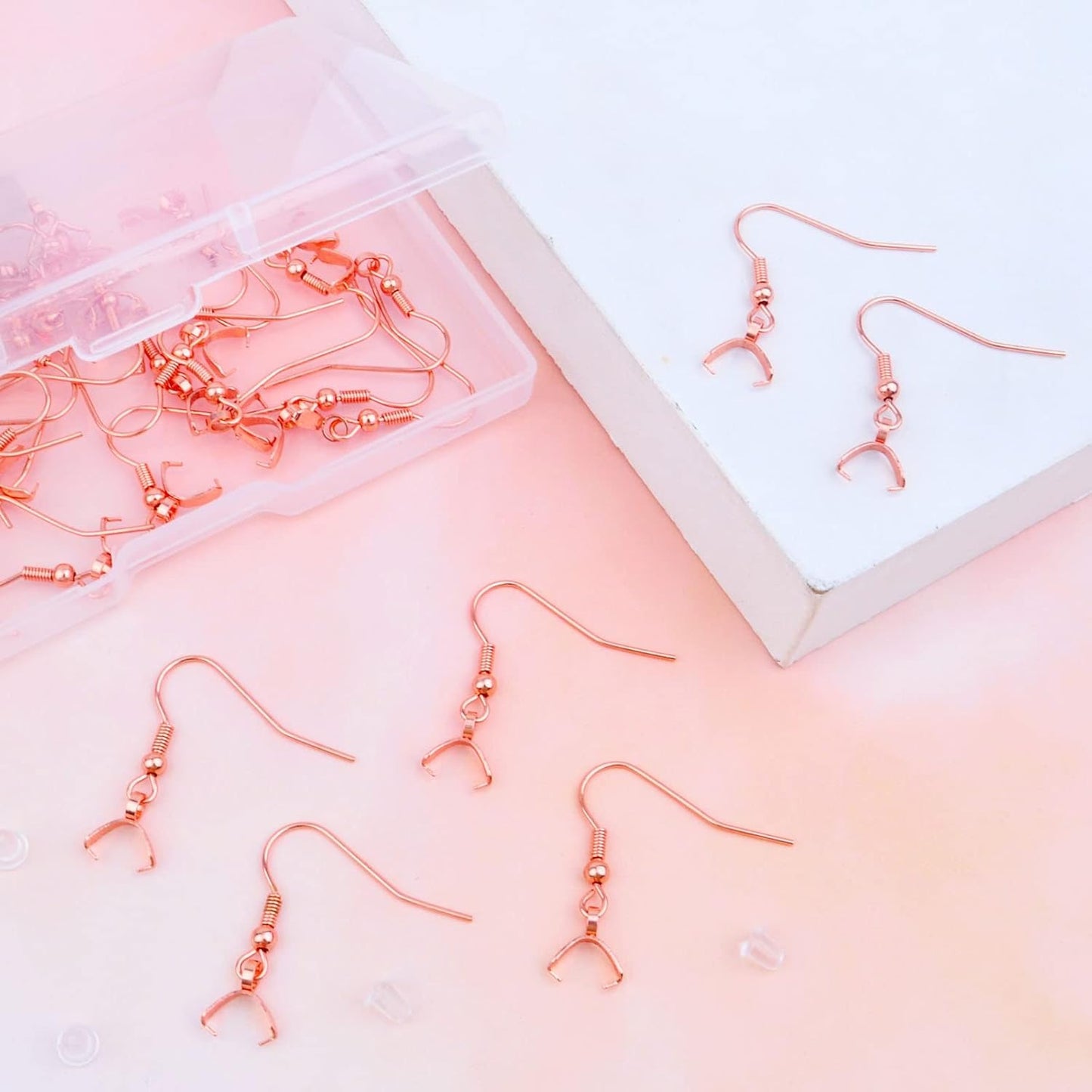 50pcs Hypoallergenic Earring Hooks - Stainless Steel Wire Ear Ball Hooks with Pendant Clasp for Jewelry Making Supplies