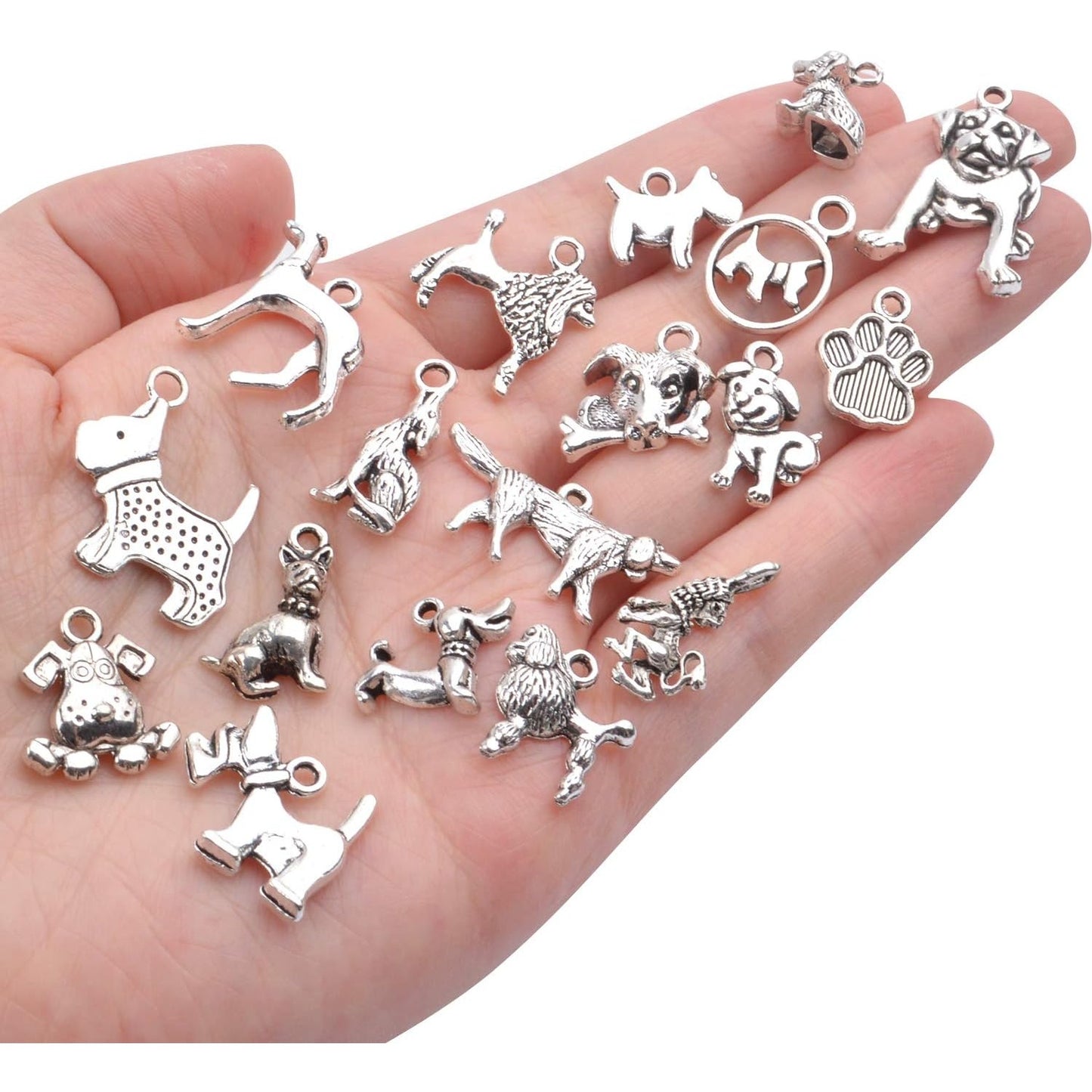 30pcs Antique Tibetan Silver Animal Charms Alloy Pet Dog Paw Charm Pendants Jewelry Making Findings for DIY Necklace Bracelet Keychain