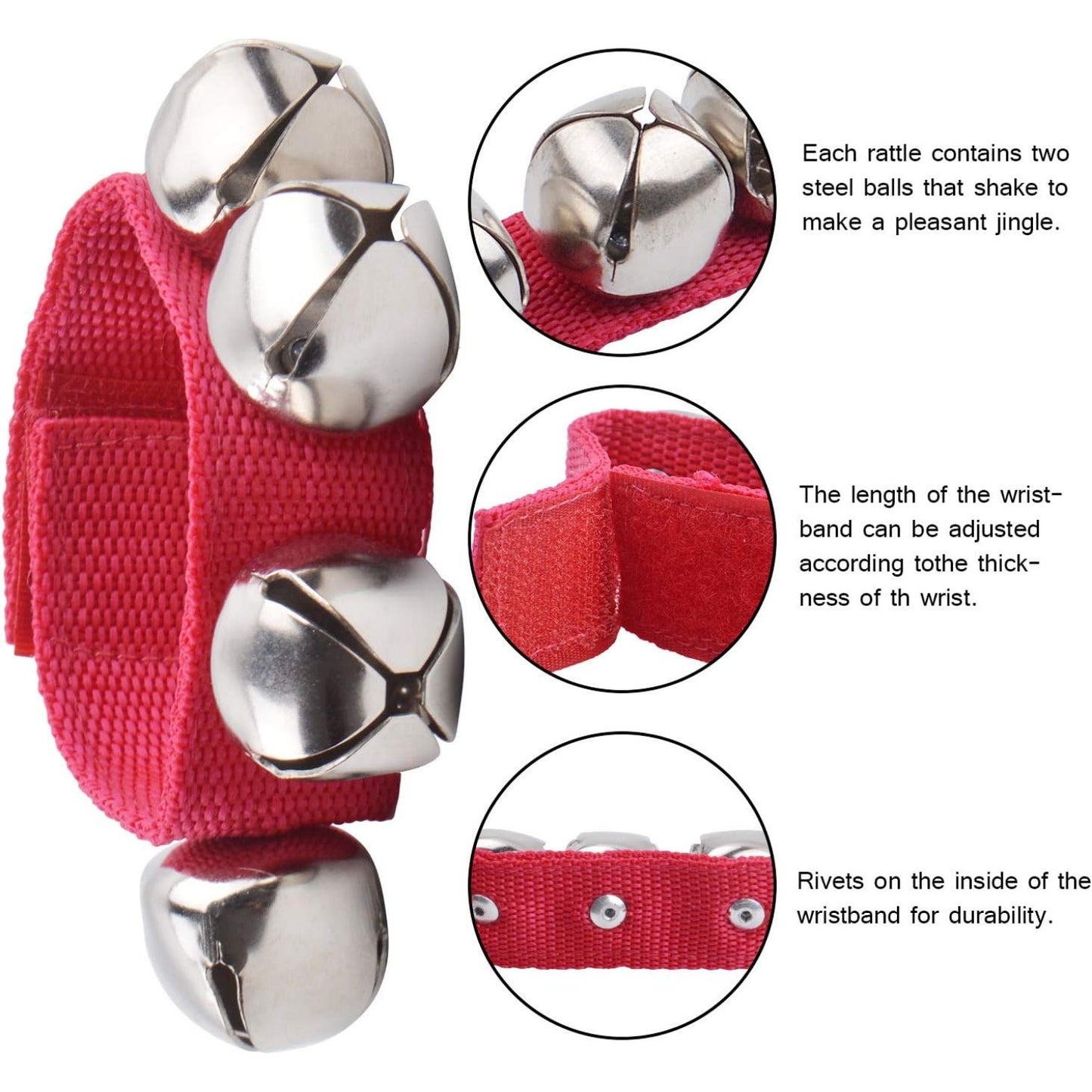 2 Pcs Christmas Musical Tambourine And Wrist Shaking Jingling Bells