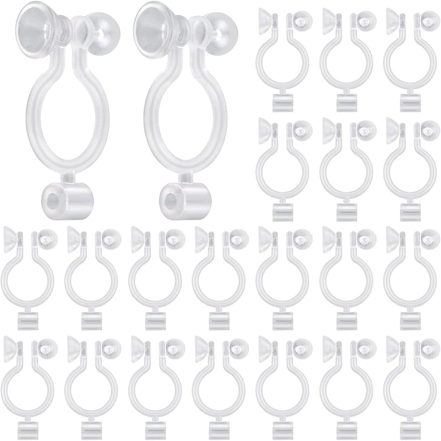50pcs Resin Invisible Clip-on Earring Converters Components Clear Plastic Earring Clips Fit 3 mm Rhinestone with Bullet Earring Backs for Non-Pierced Ears DIY Jewelry Making