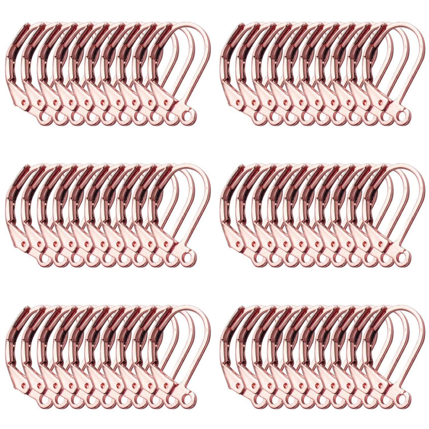 Earrings Hooks Leverback, 60pcs Leverback Earring Hooks Earwires Open Loop French Style for Earring Jewelry Making, Antique Bronze, White Gold, Silver, Gold, KC Gold, Rosegold
