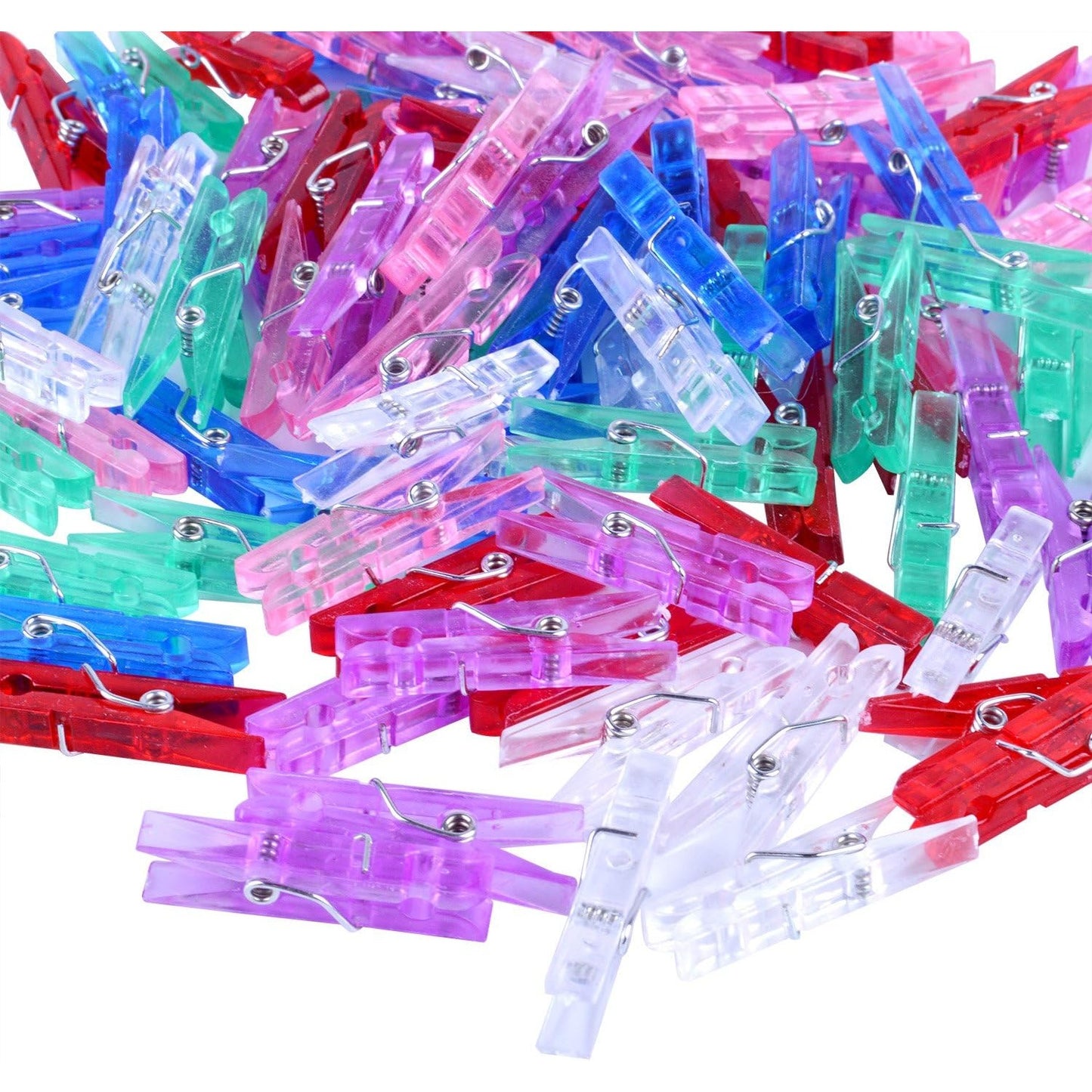 BronaGrand 100pcs Mini Colorful Plastic Utility Paper Clip, Clothespins Clip, Clothes Line Clips,Photo Clips