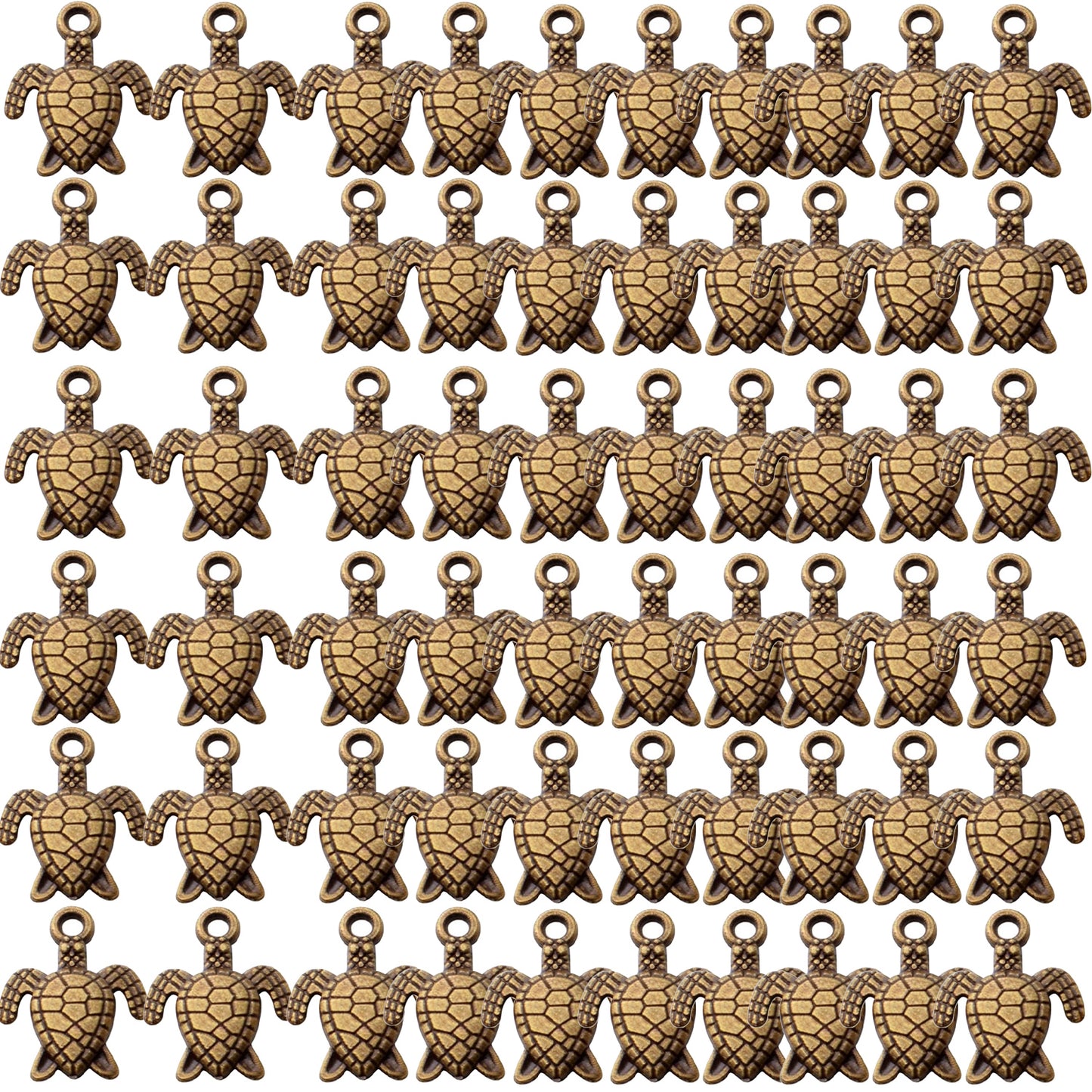 60pcs Sea Turtle Charms Alloy Tortoise Charm Pendant for DIY Necklace Bracelet Jewelry Crafts Making Accessories,5 Colors