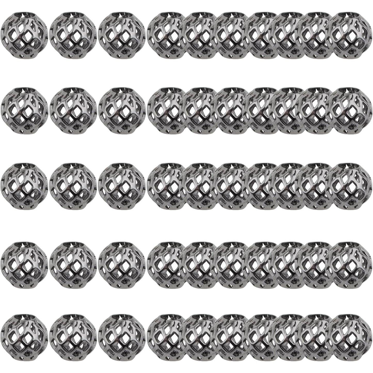 50pcs 8 mm Round Hollow Spacer Beads Brass Filigree Hollow Out Large Hole Loose Ball Beads with a Box for DIY Bracelet Necklace Earrings Jewelry Making, 5 Colors, Hole: 4 mm