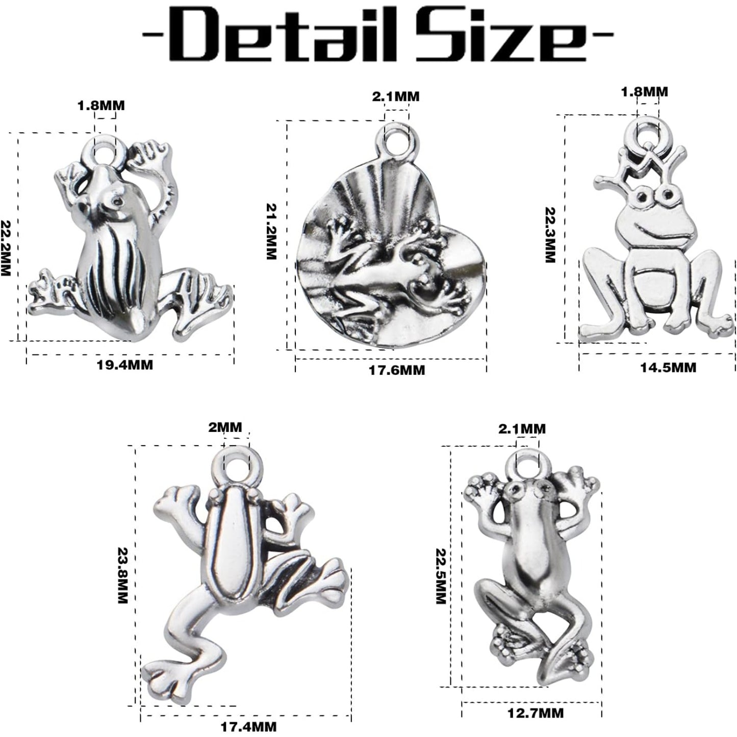 60pcs Antique Silver Plated Frog Charms Pendants Alloy Animal Pendant Charms Craft Supplies for DIY Earrings Necklace Bracelet Jewelry Making, 5 Styles