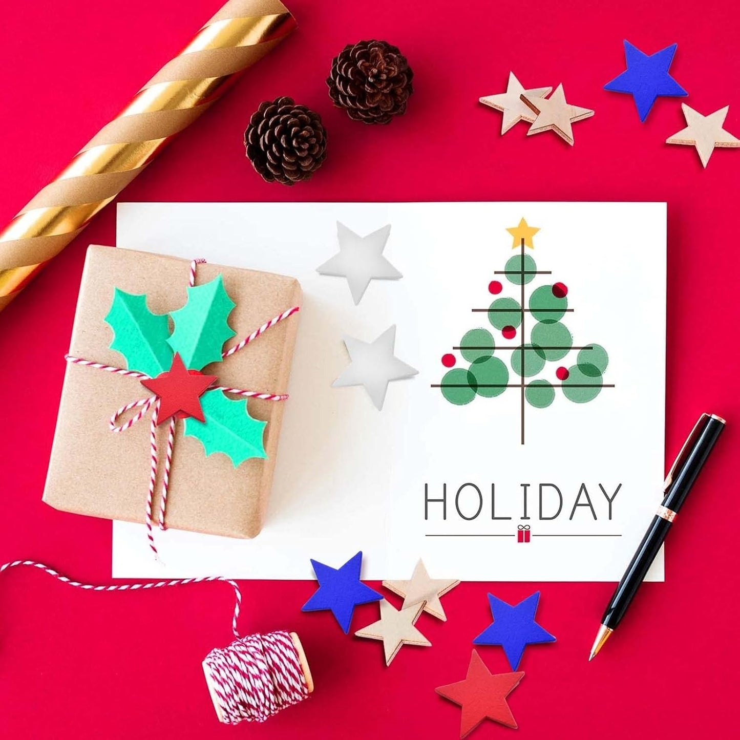 30pcs Blank Wooden Stars Decorations Natutal Wood Star Shape Ornaments Cutouts Stars Wood Slice Pieces for Craft Projects Christmas Party Wedding Decor, Red/White/Blue