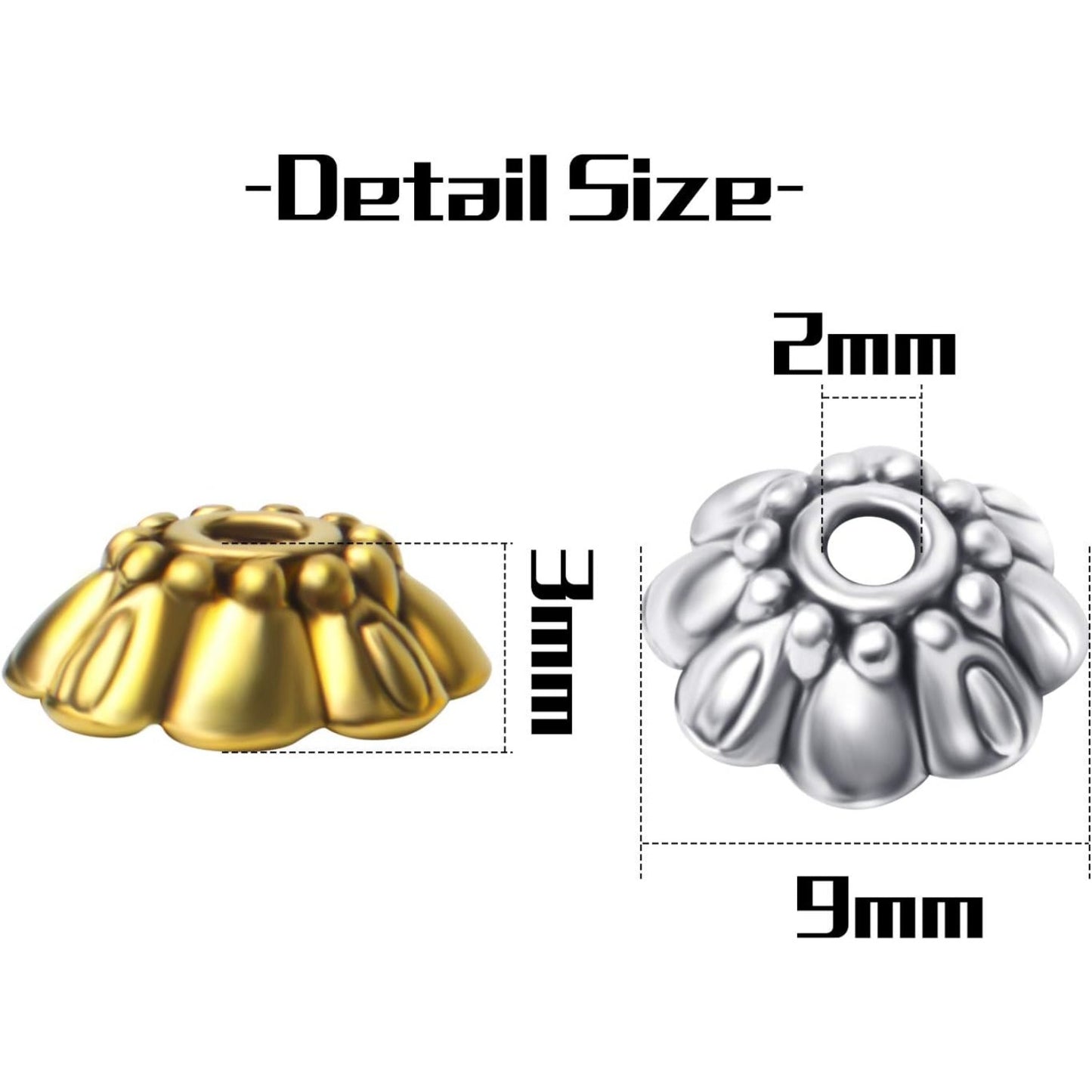 100pcs Flower Beads Caps Spacer Beads Caps Bead End Caps Flower Caps with A Box for Bracelet Necklace Earring Jewelry Making Supplies