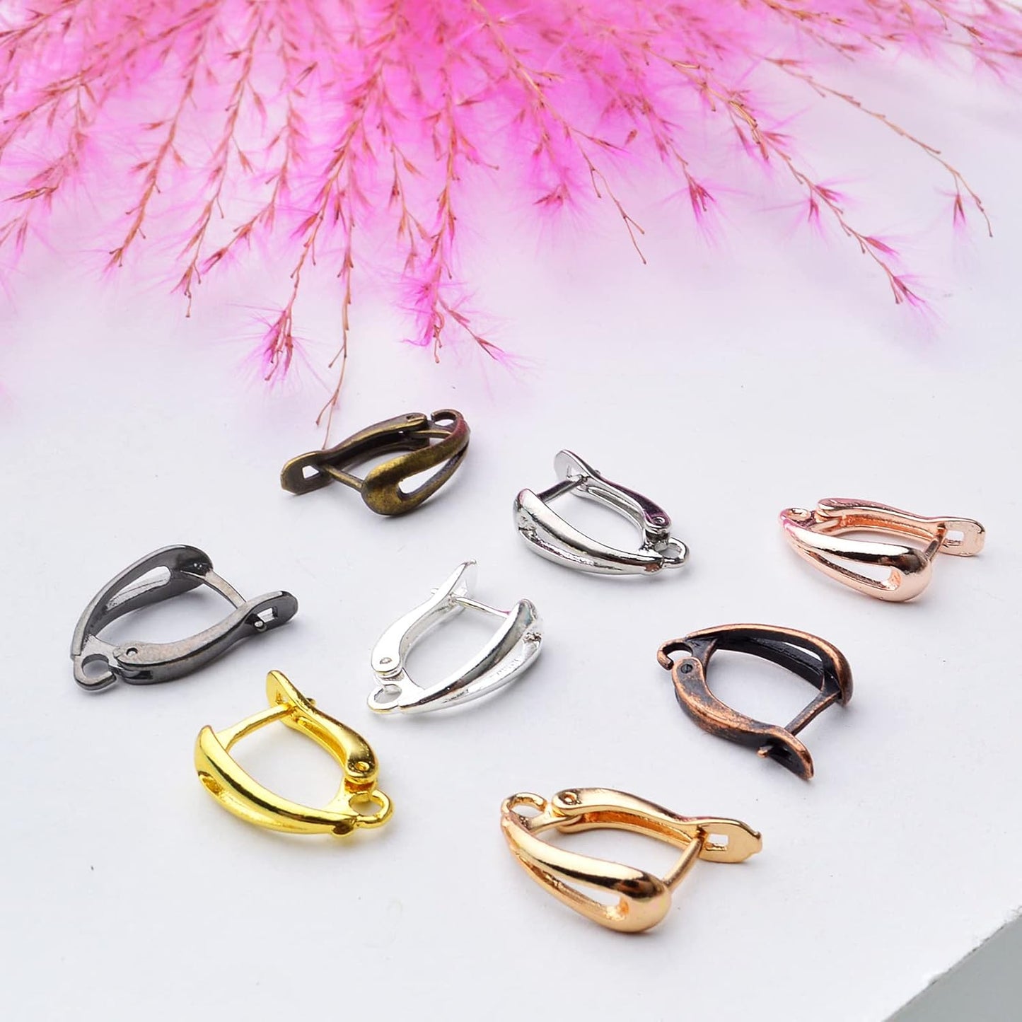 16pcs Leverback Earring Hooks Brass French Earring Hooks Ear Wire with Open Loop Round Dangle Earrings Connectors for Women DIY Jewelry Making Birthday Party Favor Gifts, 8 Colors