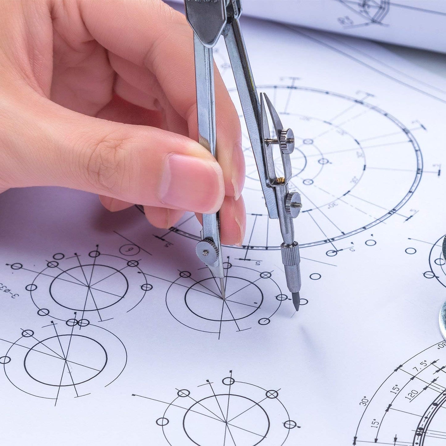 HENDEVL Drawing Compass and 6 Inch Protractor, Student Geometry Math Set