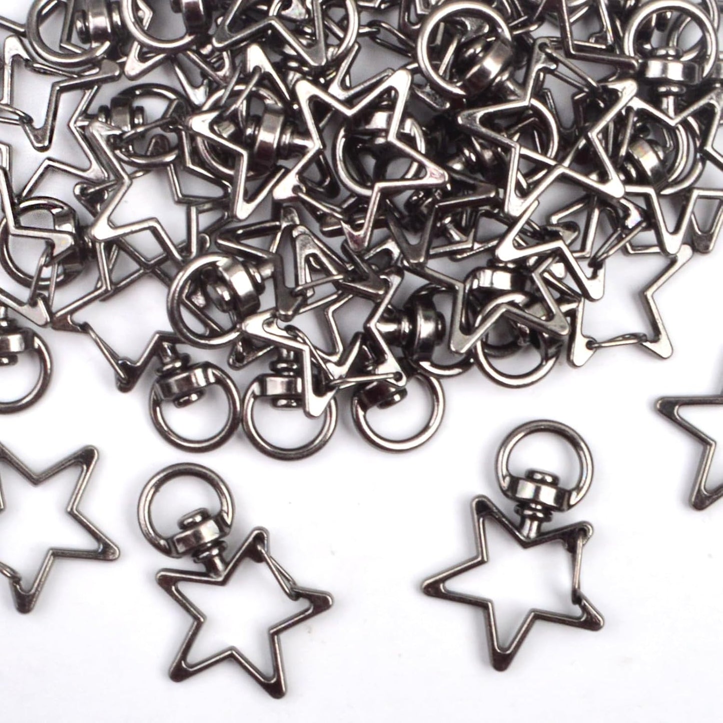40pcs Star Shape Keychain Clips Metal Zinc Alloy Swivel Lobster Claw Clasp Trigger Spring Buckles Snap Hooks for DIY Keyrings Bags Handbags Lanyards Accessories, Gun Black