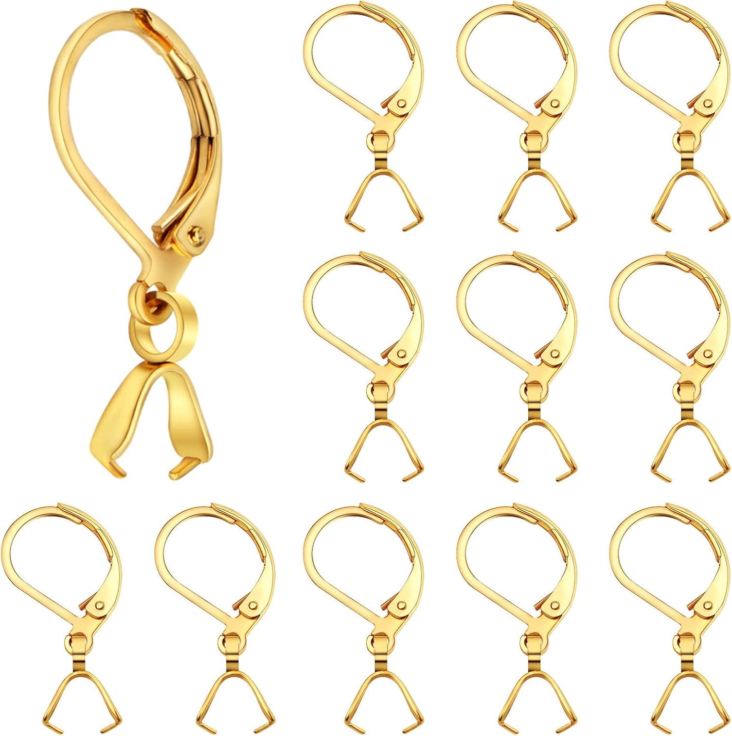 20pcs Stainless Steel French Earring Hooks Leverback Earwires Hypoallergenic Earring Findings with Pendant Clasp for DIY Earrings Jewelry Making