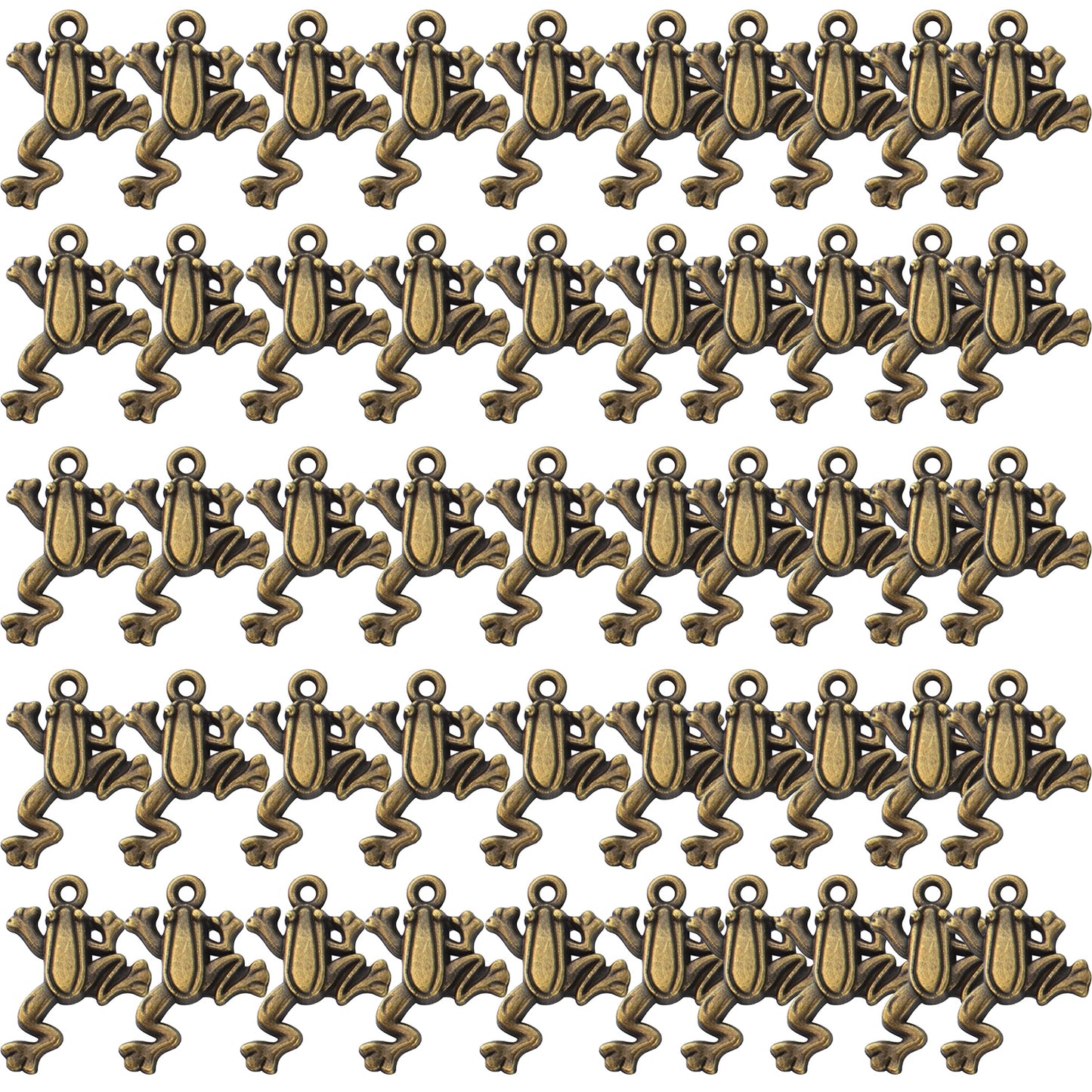 50pcs Frog Pendant Charm Animal Charms Pendants Frog Bead Charms Crafts Supplies for Jewelry DIY Earrings Necklace Bracelet Making Accessory, Antique Silver and Antique Bronze