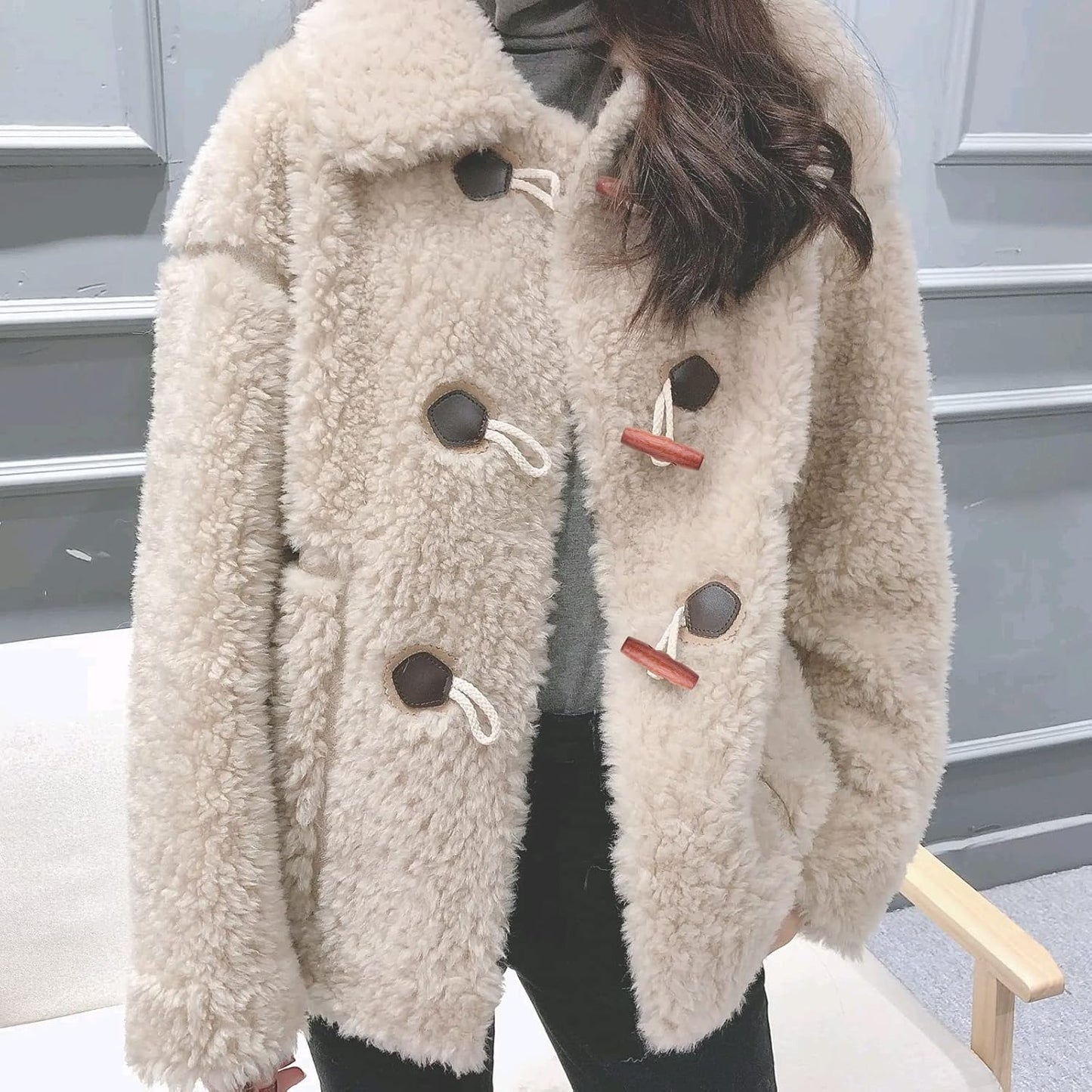 60 Pieces Oval Wooden Buttons 2 Holes Wood Sweater Coats Buttons Horn Toggle Buttons Accessories for Jacket Clothing Sewing DIY Art Craft Projects, 5 Colors