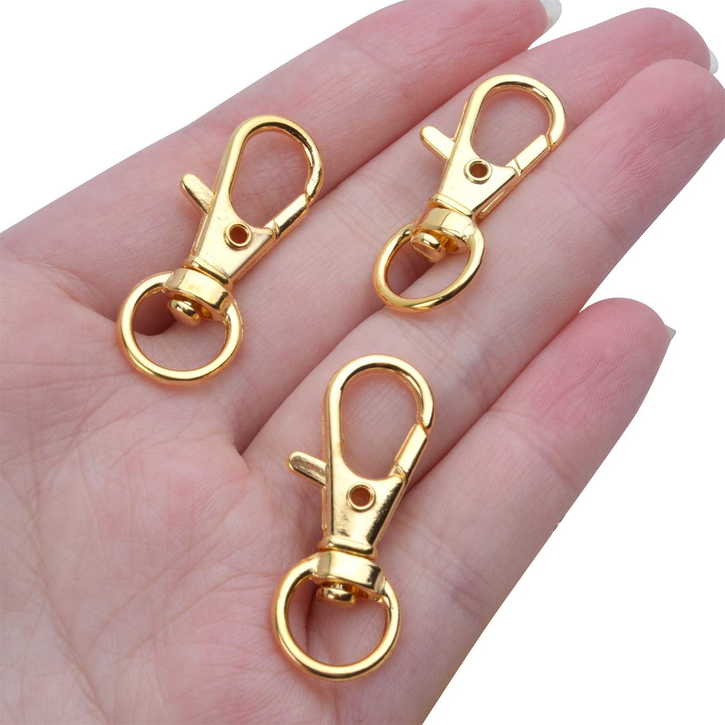50 pcs Swivel Clasps Lanyard Snap Hook,Metal Swivel Lanyard Snap Hook Lobster Claw Clasp(Gold)