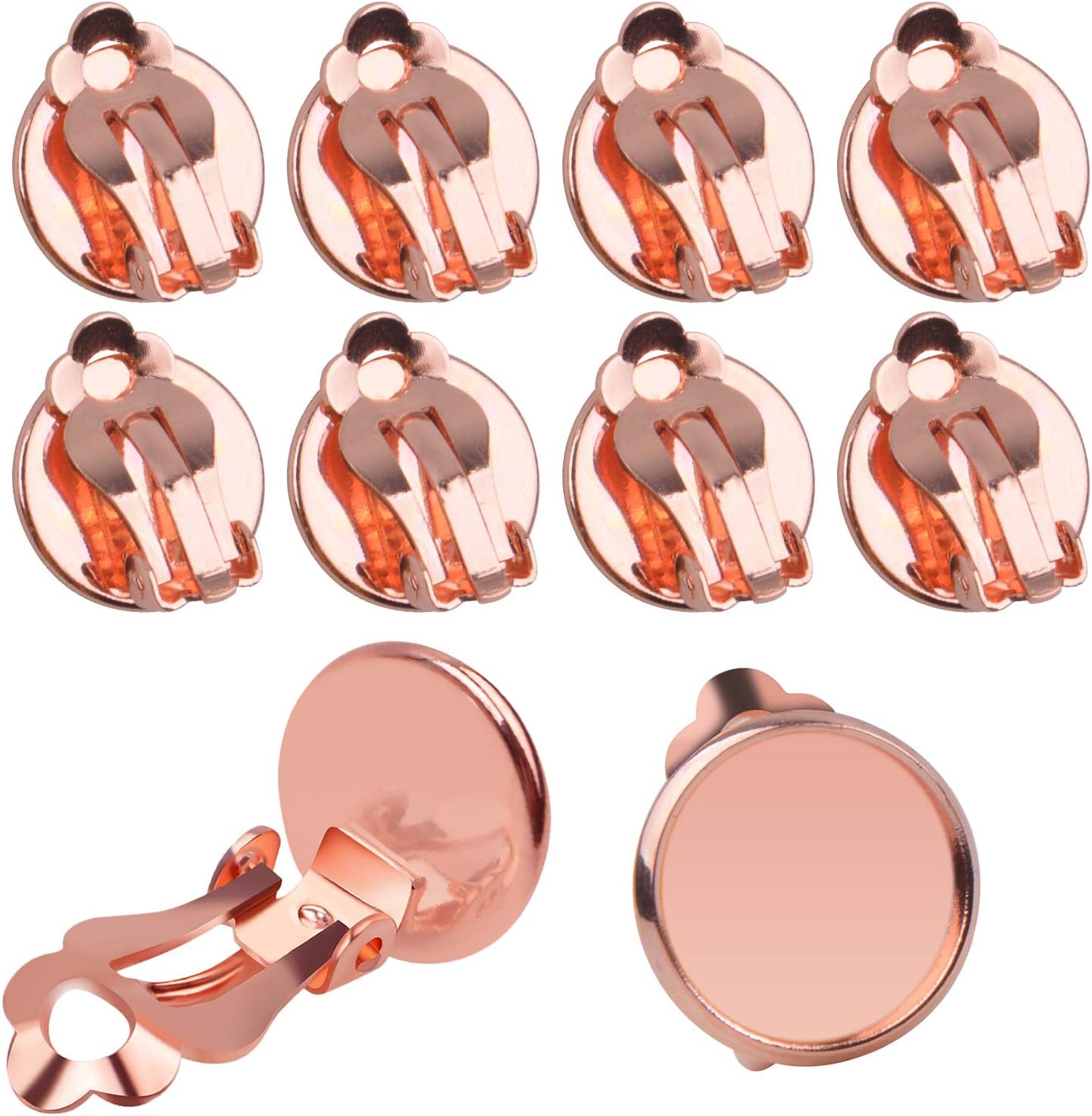 Clip-on Earring Converters, 20pcs (10 Pair) Flat Round Earring Trays 12mm Earring Cabochon Setting Converter for Non Pierced Ears Earring Making - Silver