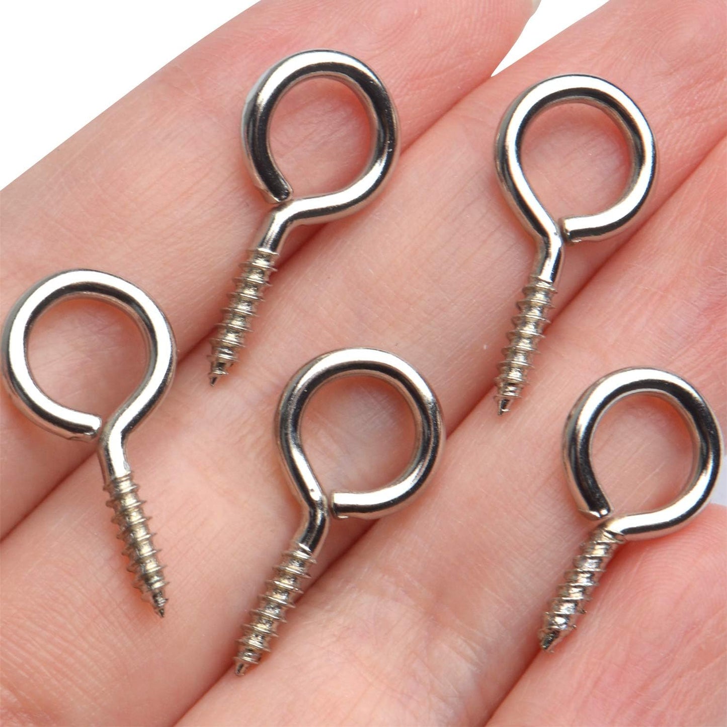 Eye Pin Screws, 100pcs Silver Small Screws Eyes Metal Eye Hooks Screws Eyes Lag Thread Eyebolt Small Eye Pin Screws for DIY Crafts Jewelry Findings Arts Projects, 22x11mm