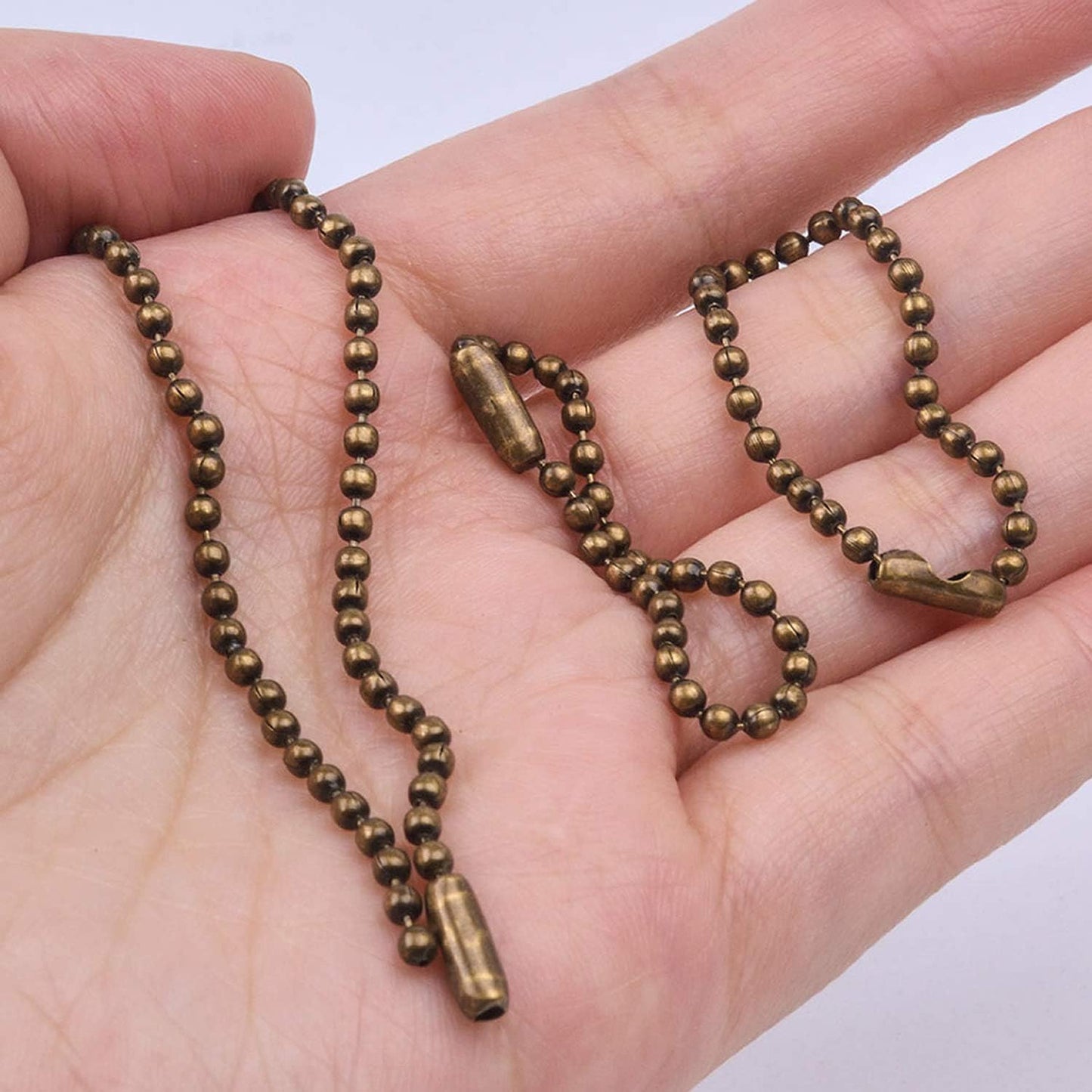 150pcs 100mm Long Bead Connector Clasp 2.4 mm Diameter Ball Bead Chains Keychain Tag Key Rings