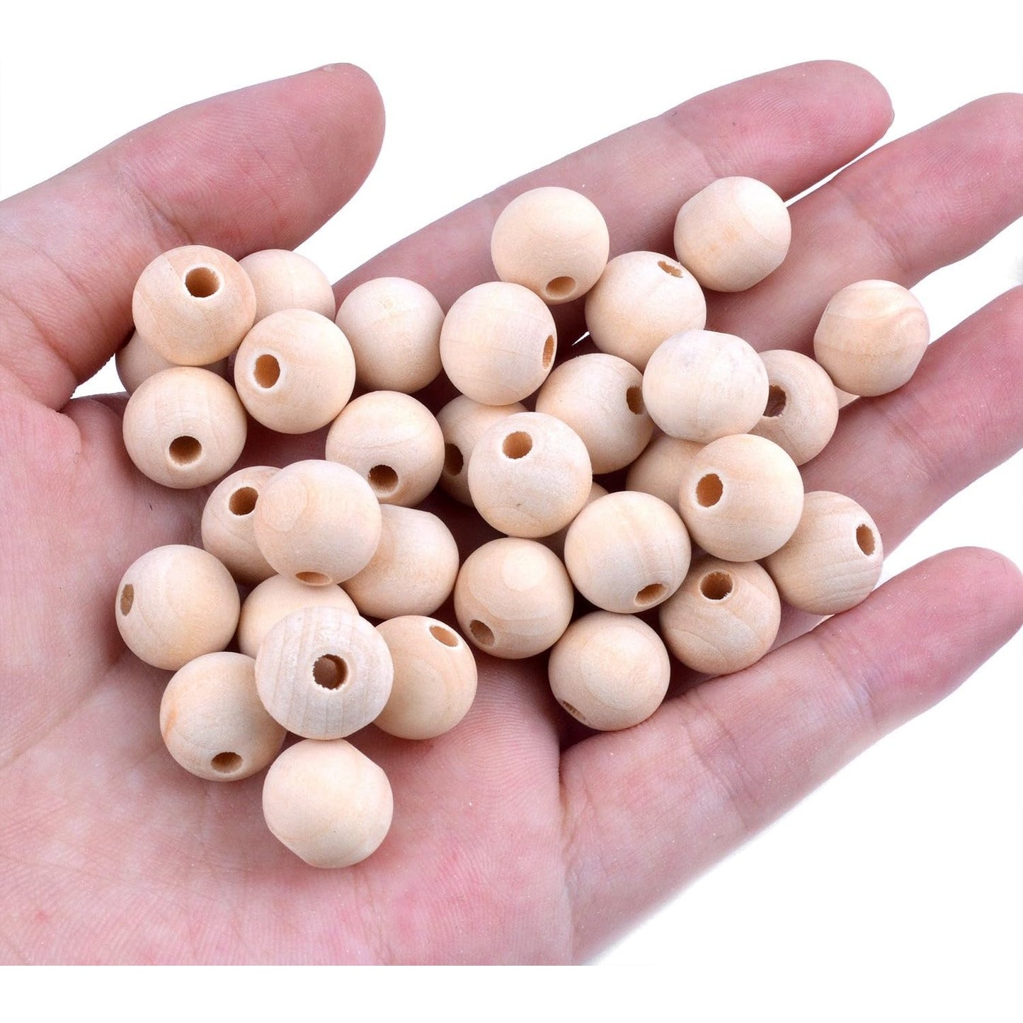BronaGrand 200pcs 12mm Natural Color Round Ball Wood Spacer Beads Jewelry Findings Charms