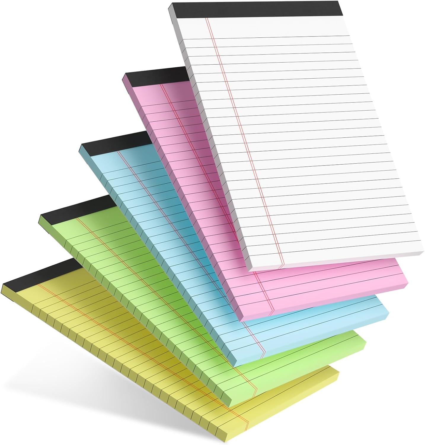 Aylifu 5pcs Small Note Pads 5x8 Notebook College Ruled Legal Pads Color Notepads 5 Pack Study Back Writing Pads 5 x 8 Perforated Narrow Ruled Pads of Paper for School & Office Supplies 30 Sheets/Pack