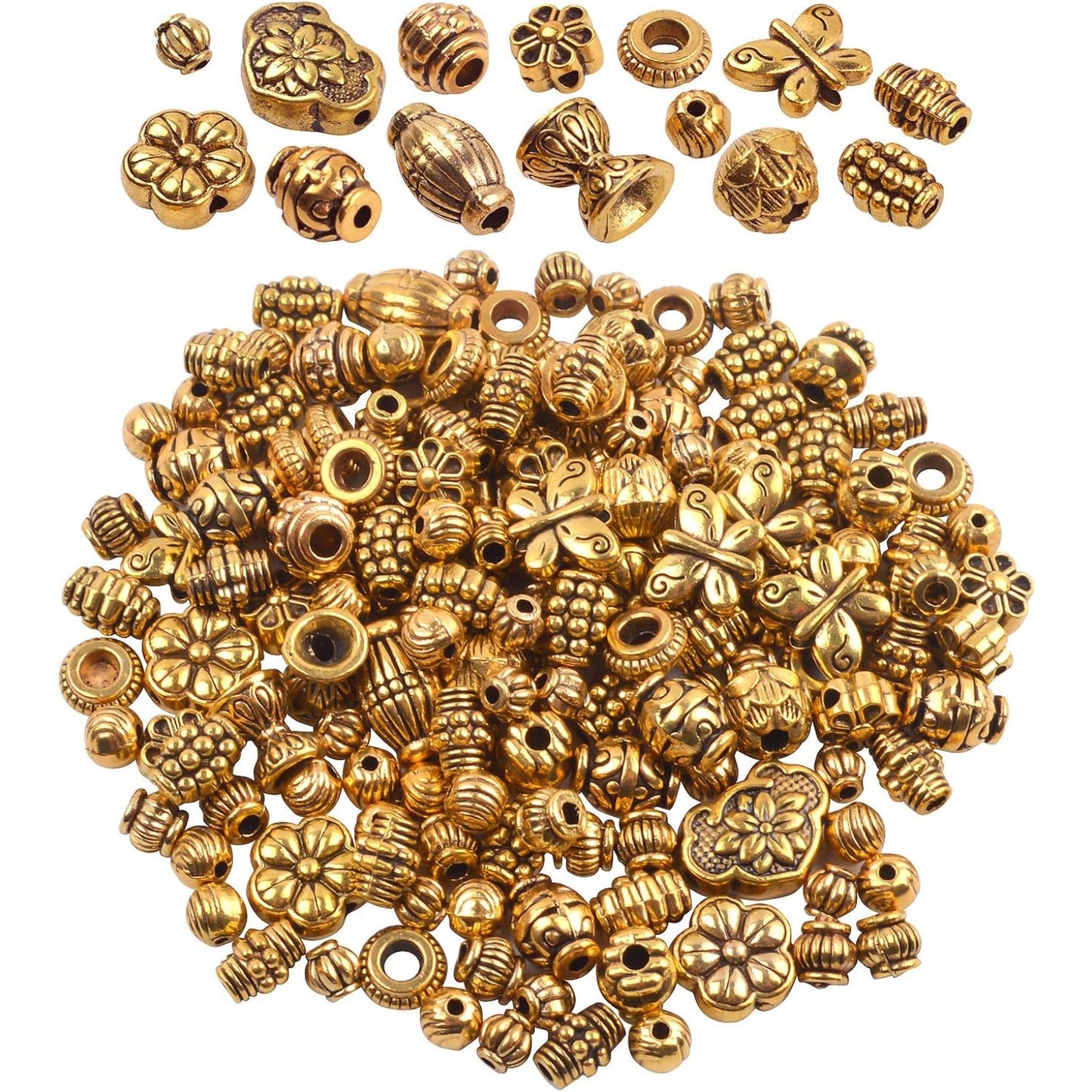 100 Gram(About 150-200pcs) Antique Gold Spacer Beads Charm Bead Spacers Jewelry Findings Accessories for Bracelet Necklace Jewelry Making