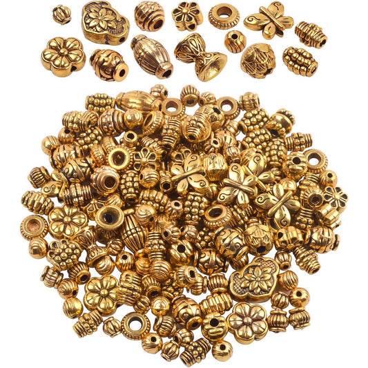 100 Gram(About 150-200pcs) Antique Gold Spacer Beads Charm Bead Spacers Jewelry Findings Accessories for Bracelet Necklace Jewelry Making