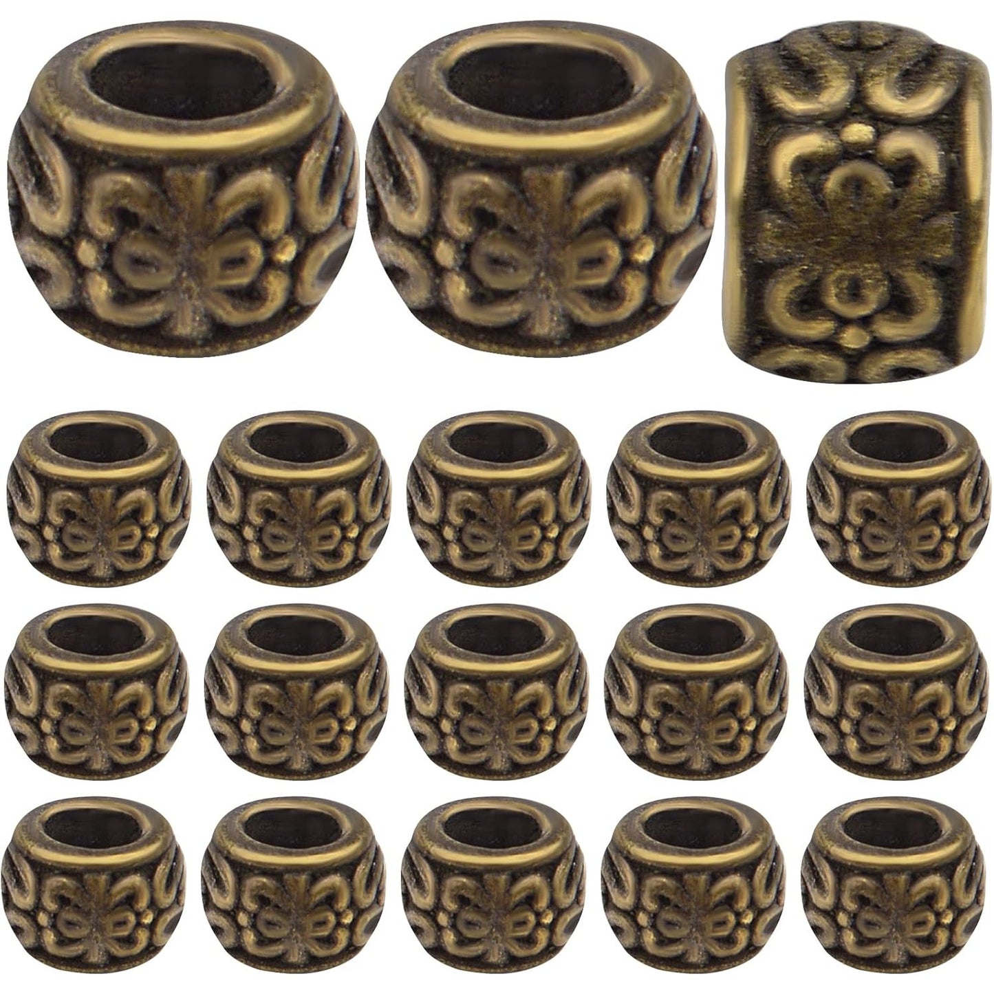 100pcs Antique Bronze Rondelle Spacer Beads - European Large Hole Vintage Tube Loose Spacer Beads for DIY Bracelet Jewelry Making, 8 x 5.5 mm, Hole: 4.3 mm