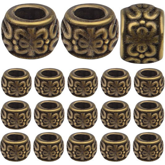 100pcs Antique Bronze Rondelle Spacer Beads - European Large Hole Vintage Tube Loose Spacer Beads for DIY Bracelet Jewelry Making, 8 x 5.5 mm, Hole: 4.3 mm