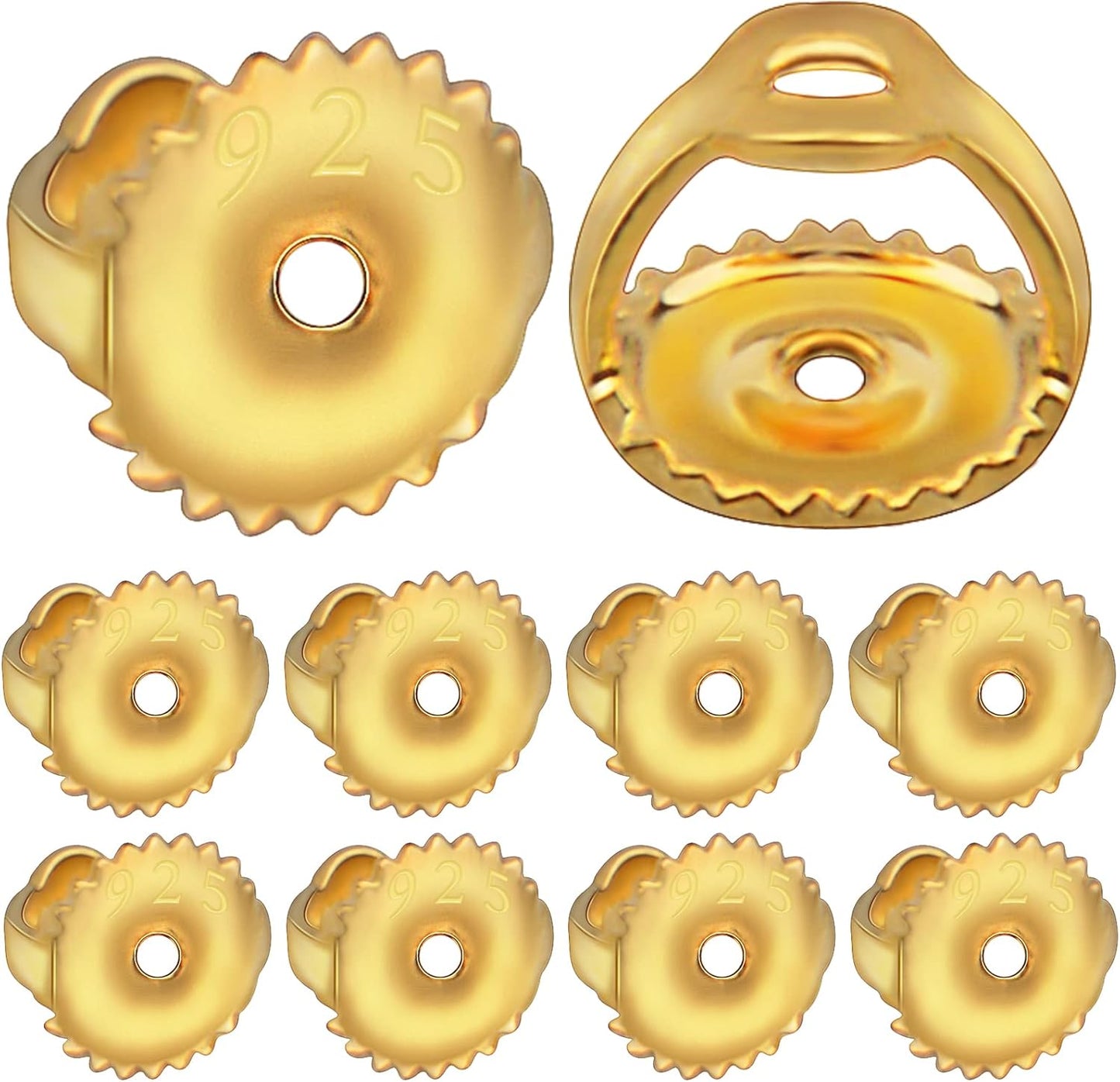 12pcs 18K Golden Plated Round Earring Backs Hypoallergenic Brass Ear Stoppers Clutches Screw Earring Safety Backs Replacements for Stud Earrings Jewelry Making