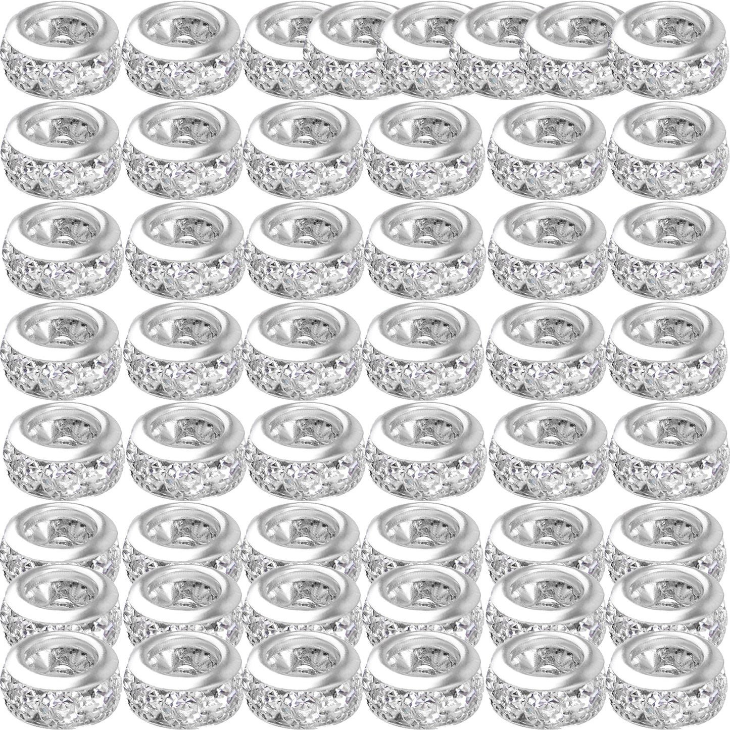 40pcs 4 Colors Crystal Rhinestone European Beads Large Hole Rondelle Spacer Beads Loose Beads for European Bracelet Snake Chain Jewelry Making Findings, 10 mm x 5 mm, Hole: 6 mm