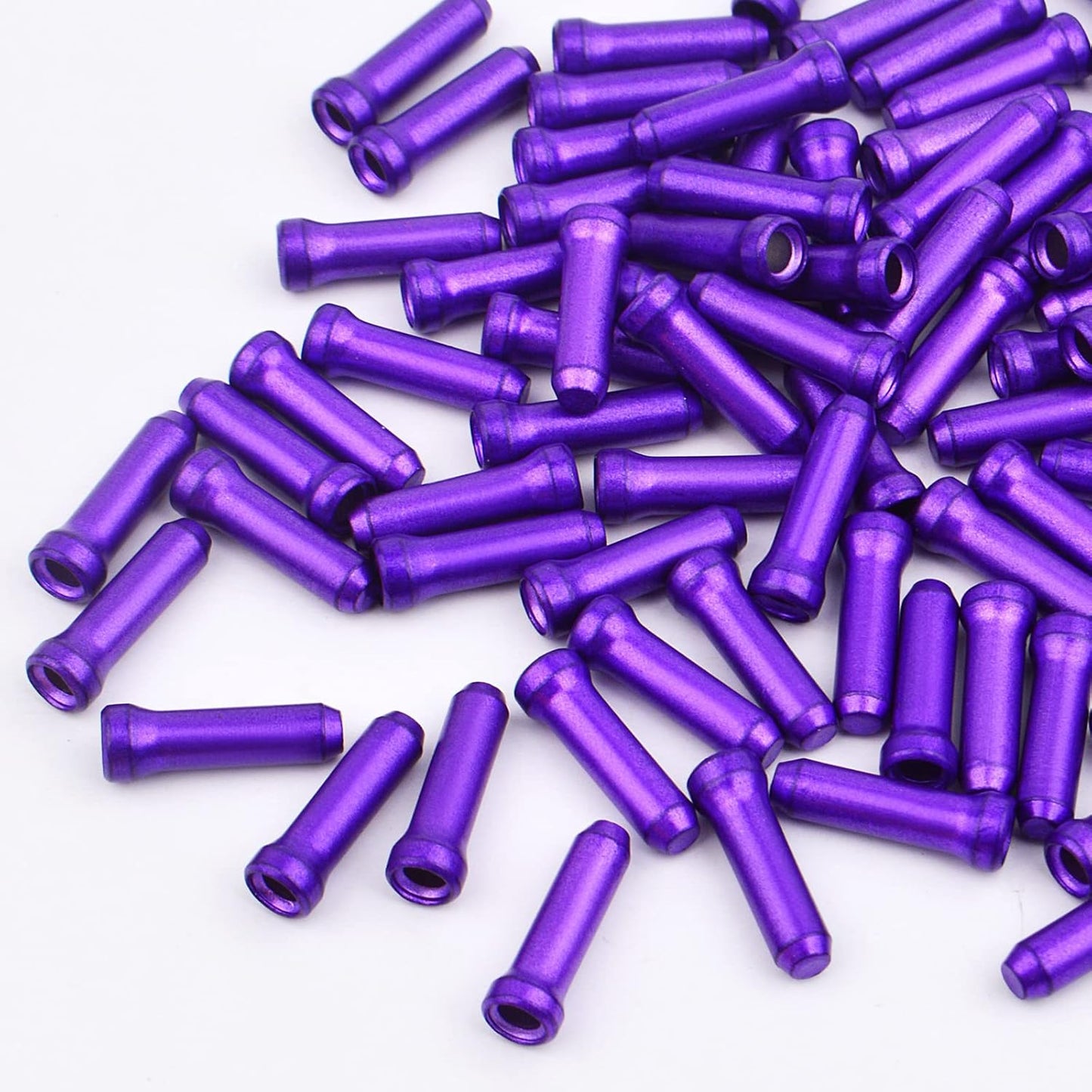 100pcs Aluminum Alloy Cable Ends Caps Cycling Cable Tips Crimps Bikes Brake End Covers Shifter Cable Ends with A Box for Road Bike and Mountain Bicycle, Purple