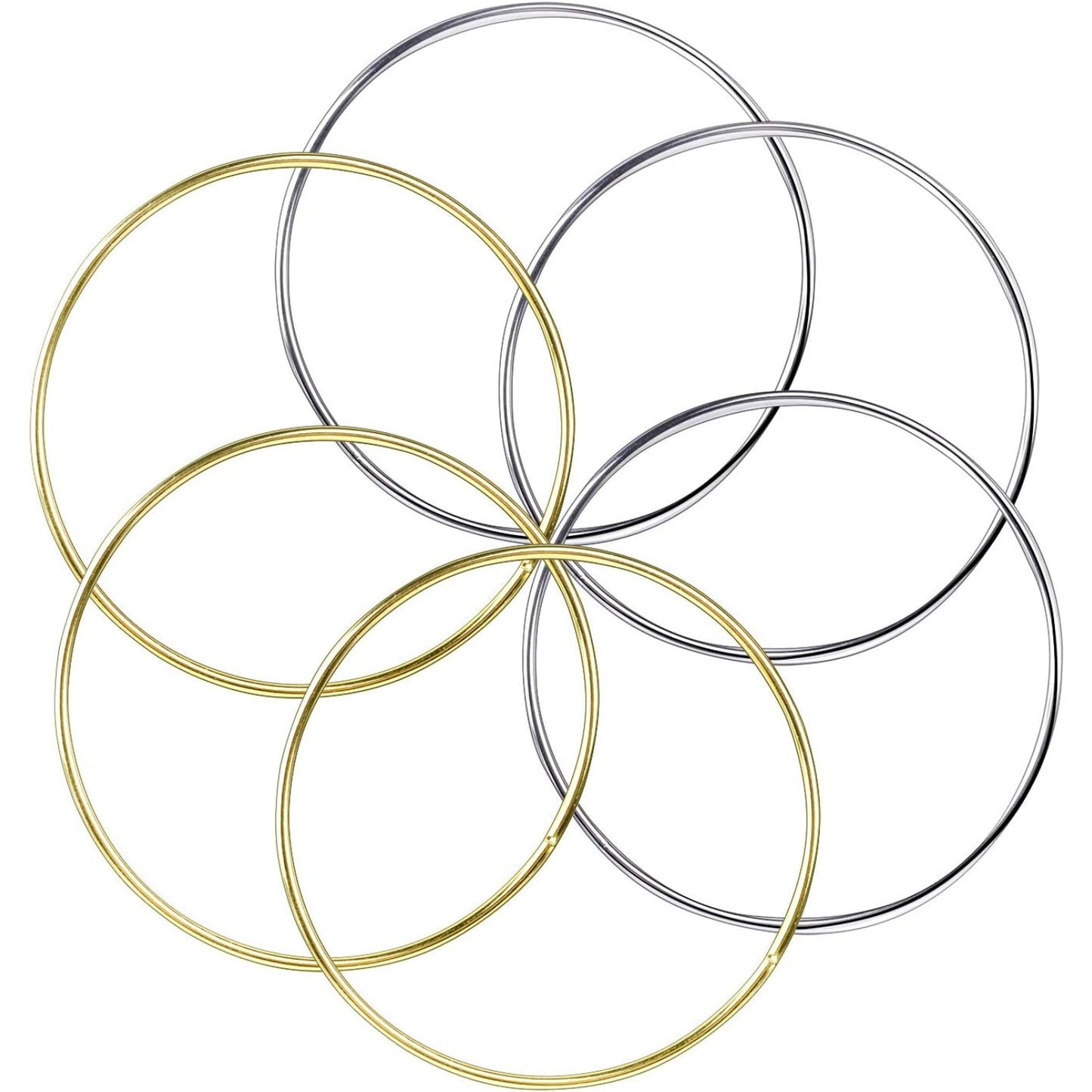 6pcs 4 Inch Metal Hoops Metal Rings for Dream Catcher and Crafts(Gold and Silver)