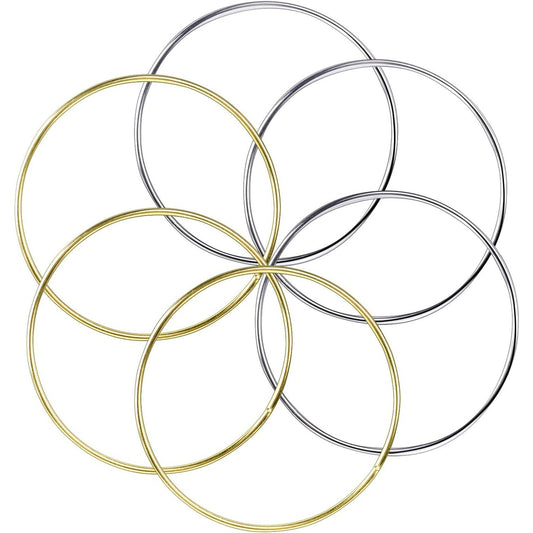 6pcs 4 Inch Metal Hoops Metal Rings for Dream Catcher and Crafts(Gold and Silver)