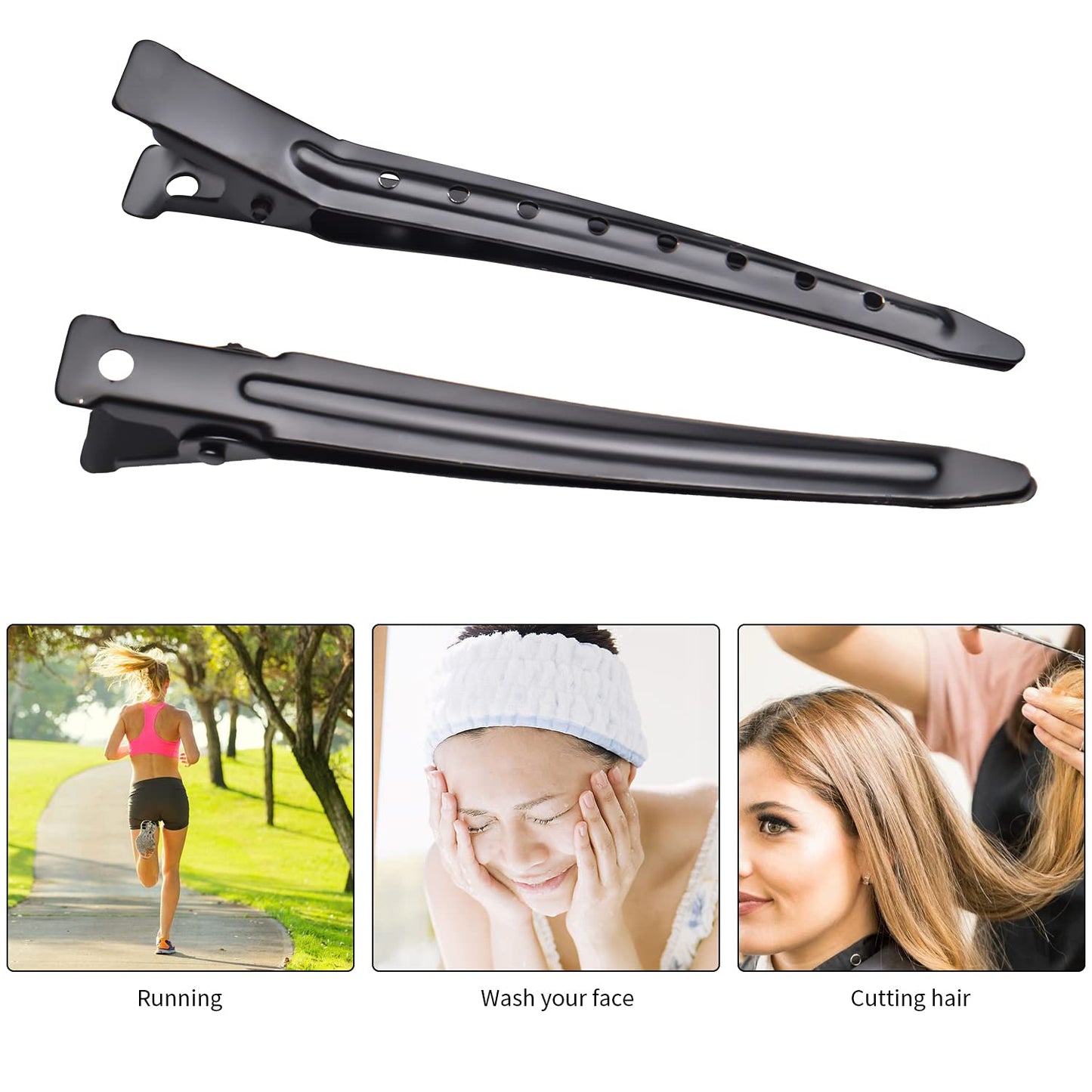 Hair Clips, 50pcs Stainless Steel Hair Clips Non Slip Hair Clips No-Trace Professional Sectioning Hair Clips DIY Accessories for Women Girls Hairdressing Styling Salon, 7cm, Black