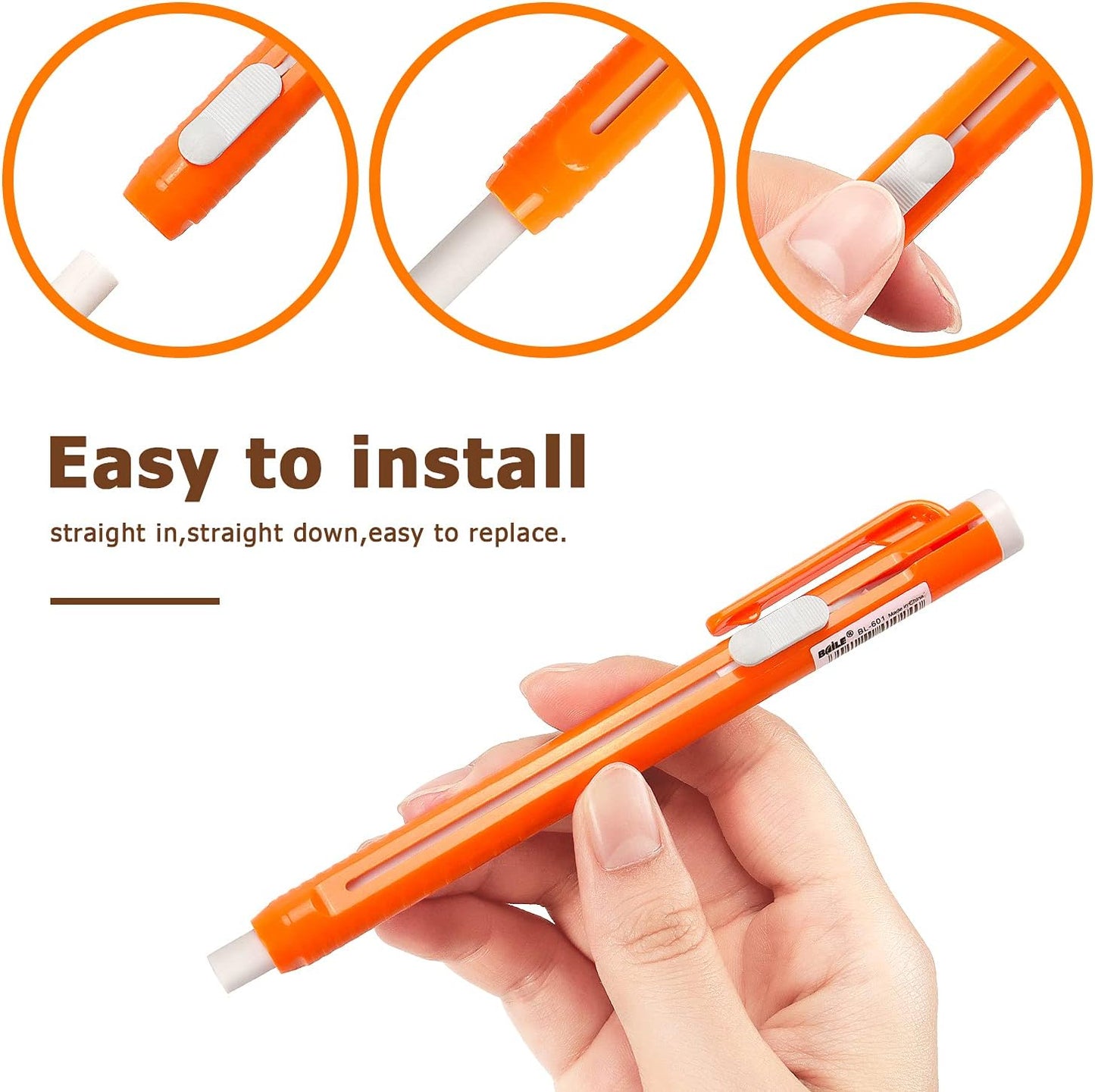 Aylifu Retractable Mechanical Eraser Pen, Pen-Style Erasers Assorted Color, 4 Pack