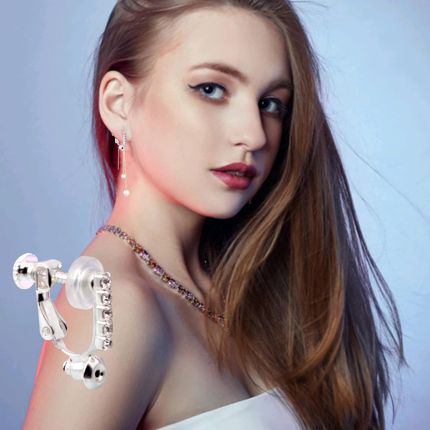 12pcs 2 Colors Clip-on Earring Converters Brass Screw Earclips Components with 5 Rhinestone and 12pcs Silicone Anti-pain Ear Pads for Non-Pierced Ears DIY Jewelry Making Findings