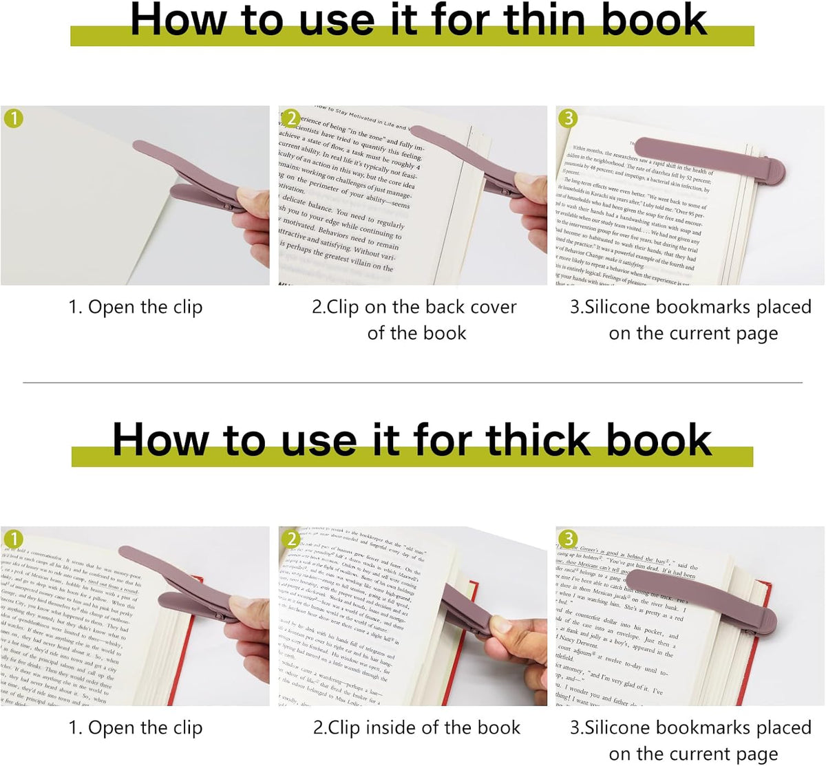 HENDEVL 3pcs Automatic Bookmark, Silicone Book Marks for Reading Women, Men, Kids, Book Lovers, Cute Unique Book Markers for Reading, Reading Accessories Gifts for Book Lovers