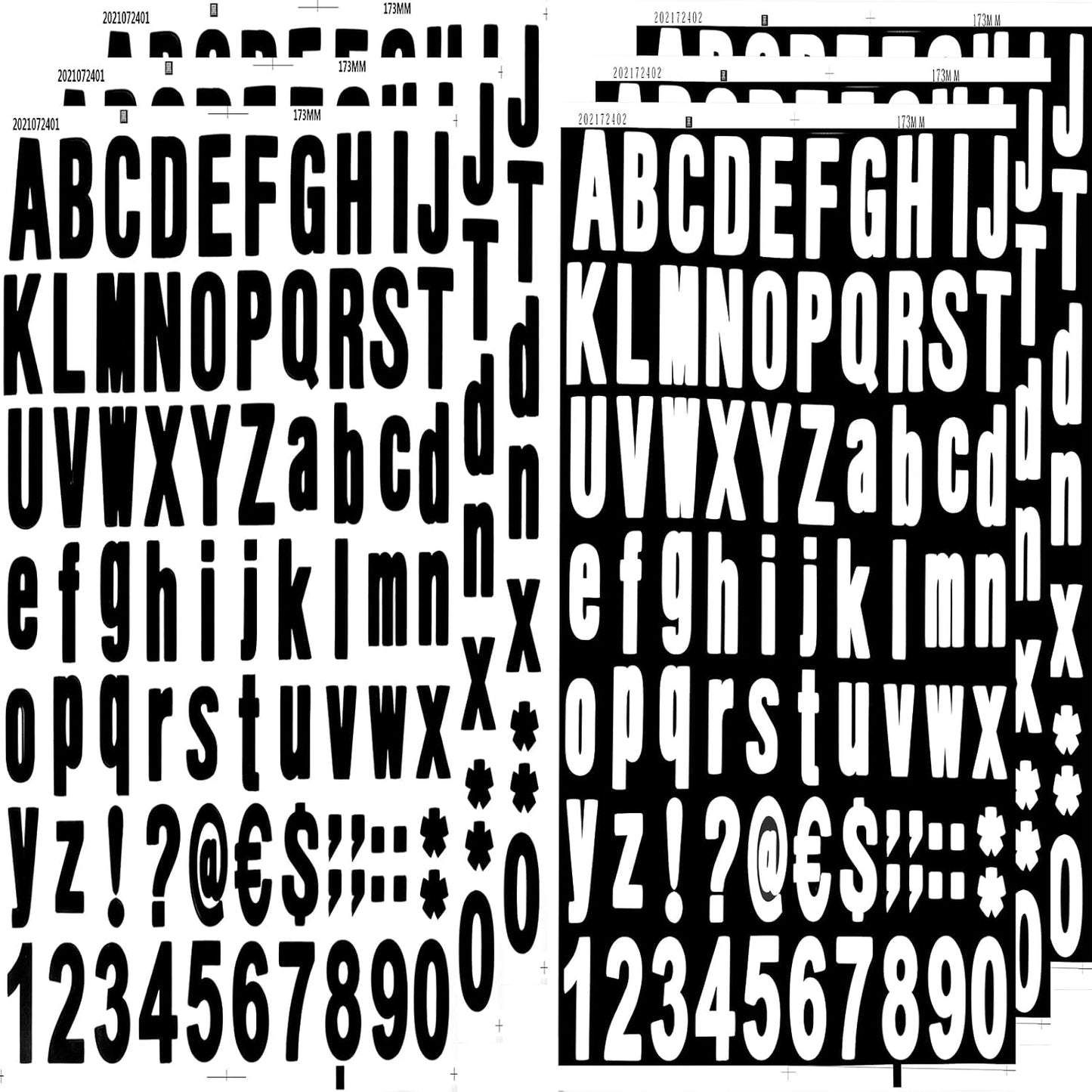 6 Sheets Self Adhesive Vinyl Letters Numbers Kit, Alphabet letter Stickers Waterproof Script Pantry Labels Stickers Decals for Mailbox, Signs, Window, Door, Cars, Business, Address Number, 2 Colors