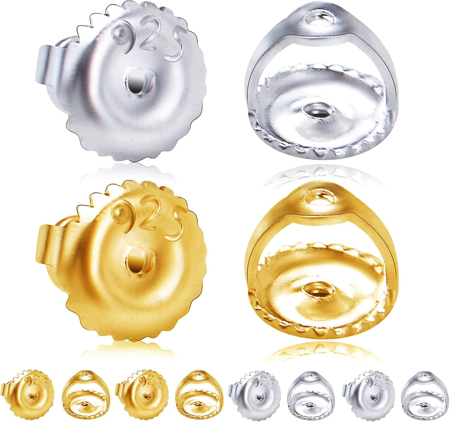 12pcs 18K Golden Plated Round Earring Backs Hypoallergenic Brass Ear Stoppers Clutches Screw Earring Safety Backs Replacements for Stud Earrings Jewelry Making